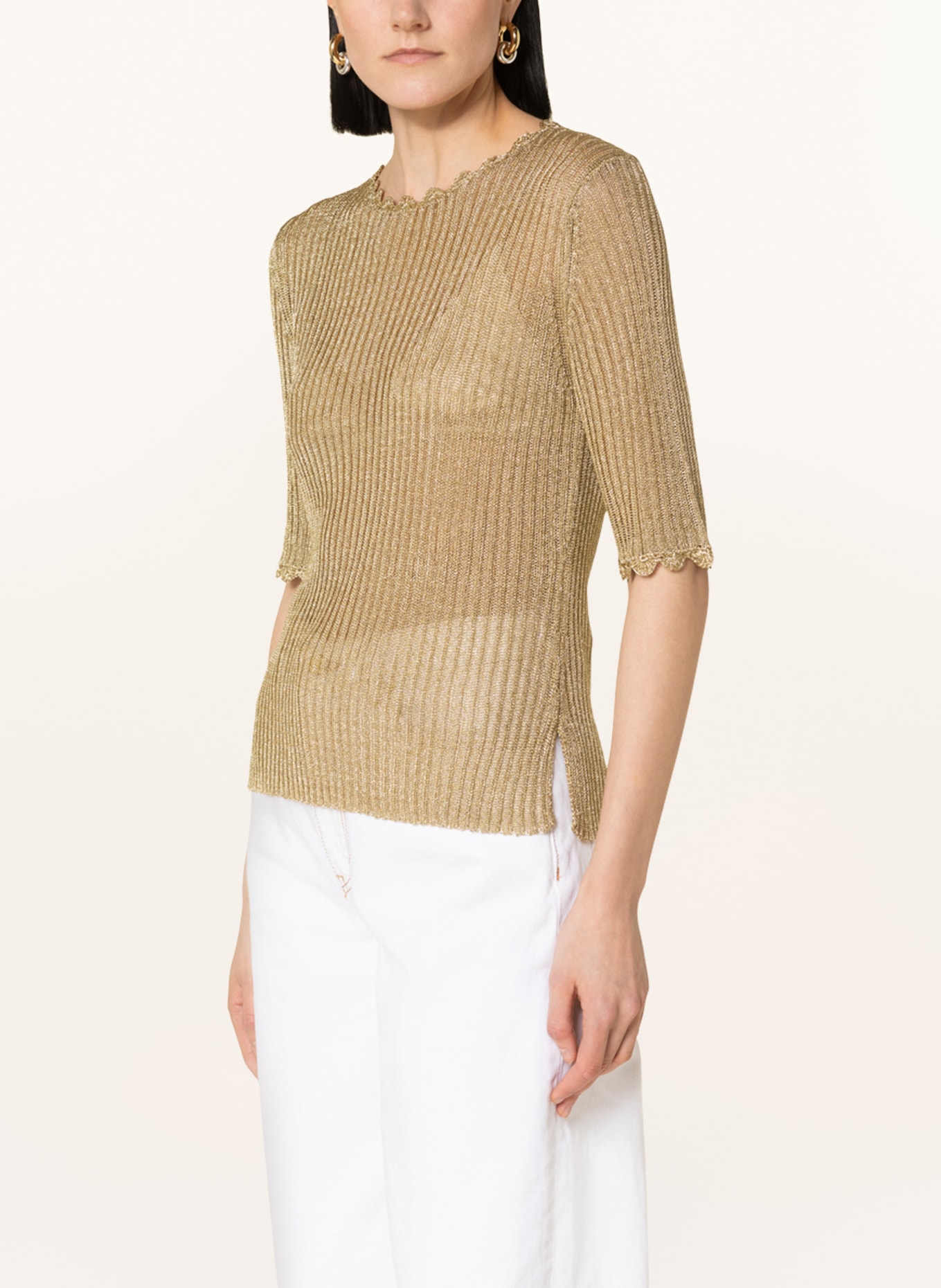 GANNI Knit shirt with cut-out and glitter thread, Color: GOLD (Image 4)