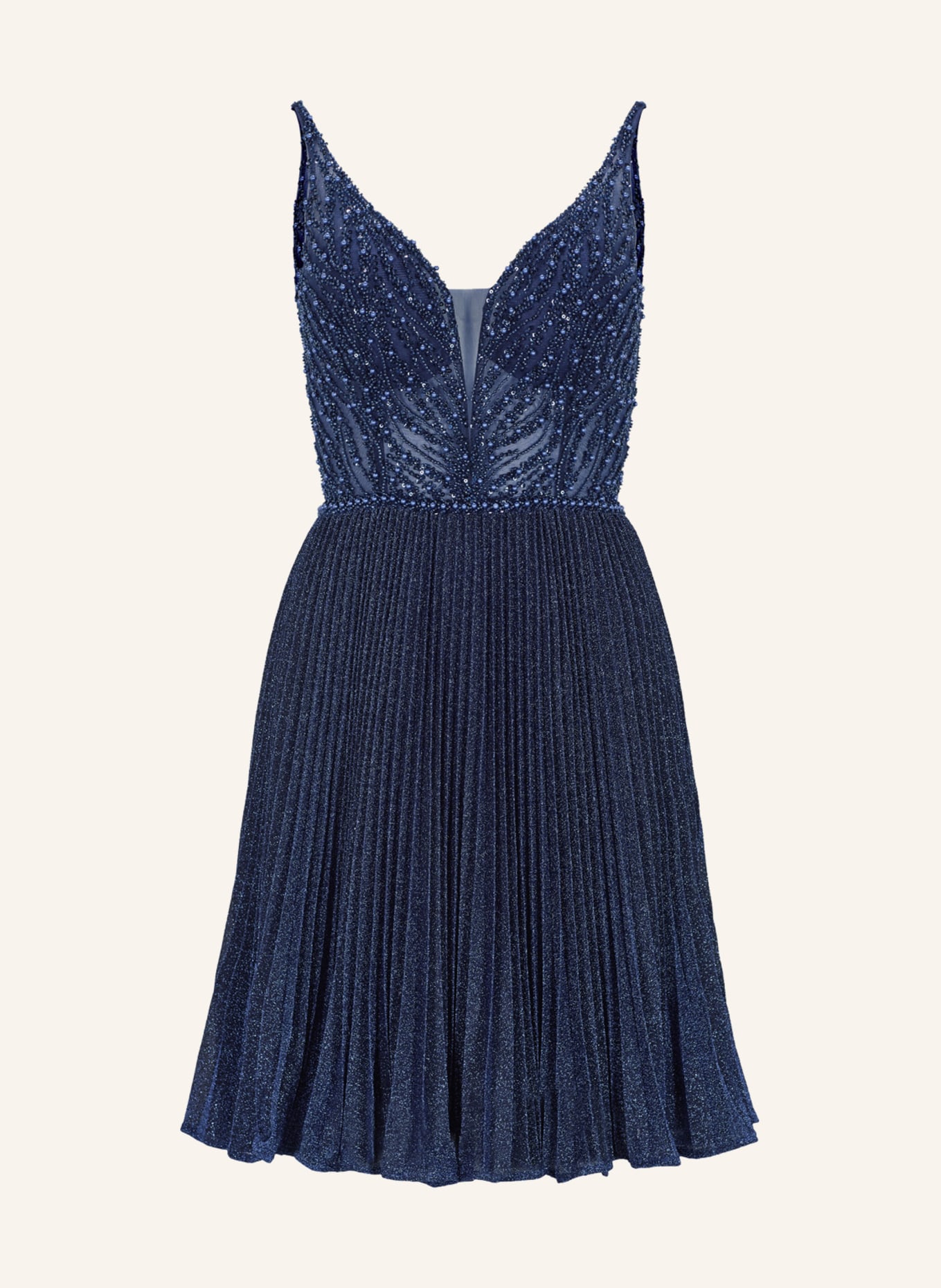 SWING Cocktail dress with glitter thread and decorative gems, Color: DARK BLUE (Image 1)