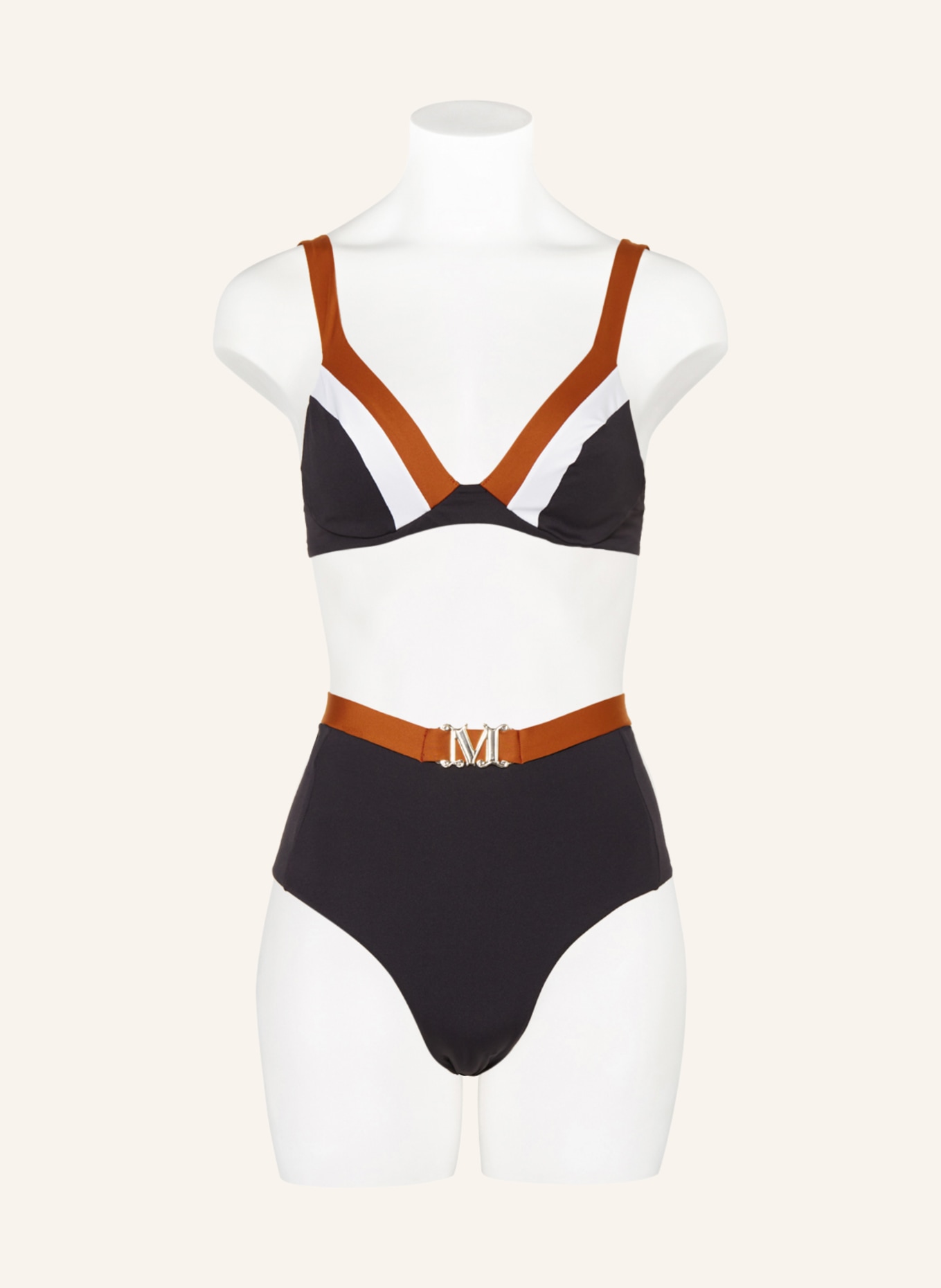 Max Mara BEACHWEAR High waist bikini bottoms SMILLA, Color: BLACK/ BROWN (Image 2)