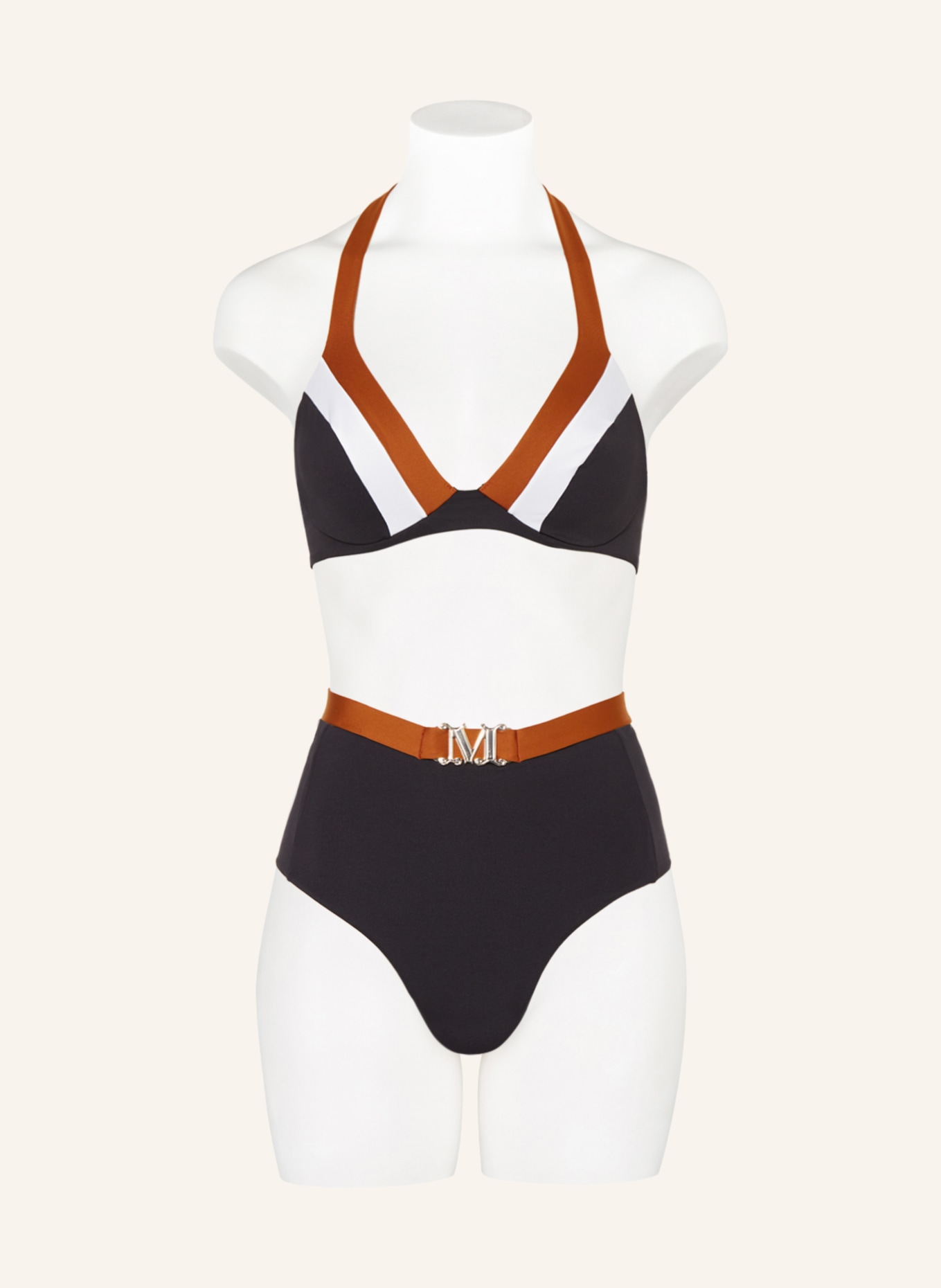 Max Mara BEACHWEAR Halter neck bikini ABIGAIL, Color: BLACK/ WHITE/ BROWN (Image 2)
