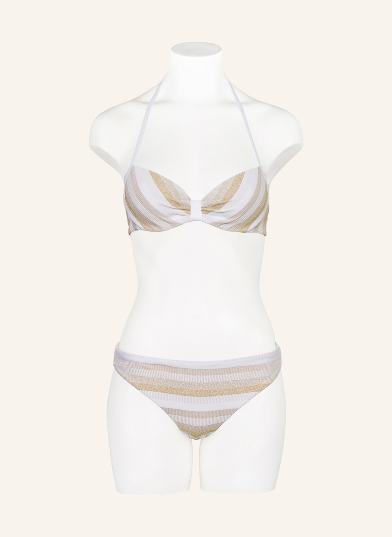 Max Mara BEACHWEAR Dół od bikini basic SWAMI z błyszczącą przędzą, Kolor: BIAŁY/ ZŁOTY (Obrazek 2)