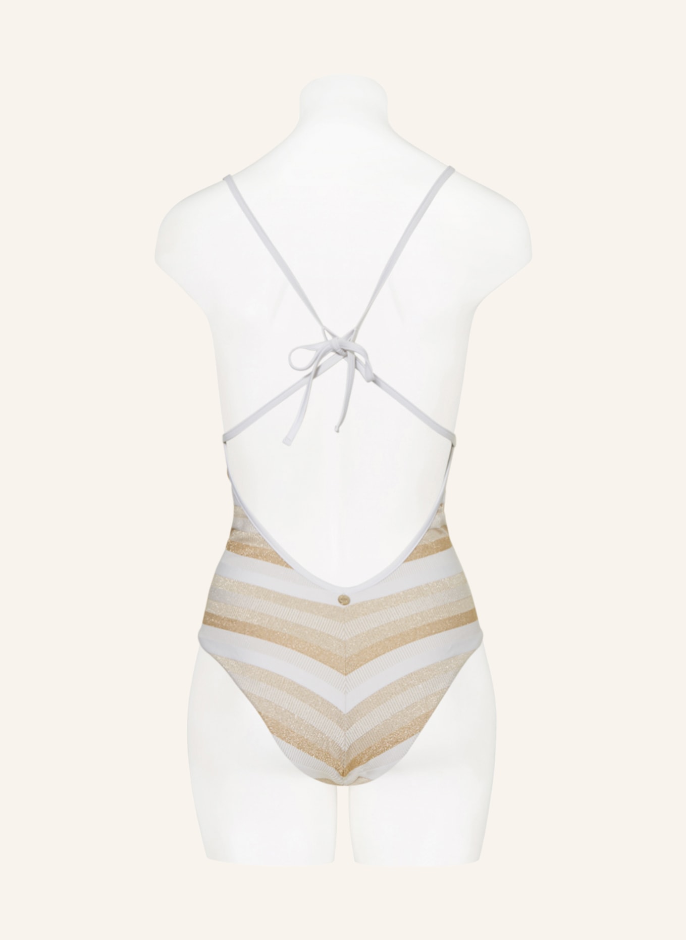 Max Mara BEACHWEAR Halter neck swimsuit CARINA with glitter thread, Color: WHITE/ GOLD (Image 5)