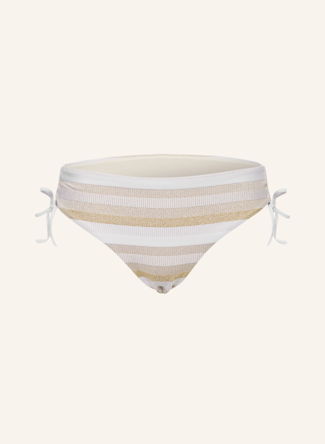 Max Mara BEACHWEAR High-Waist-Bikini-Hose SIMONA mit Glitzergarn, Farbe: WEISS/ GOLD (Bild 1)