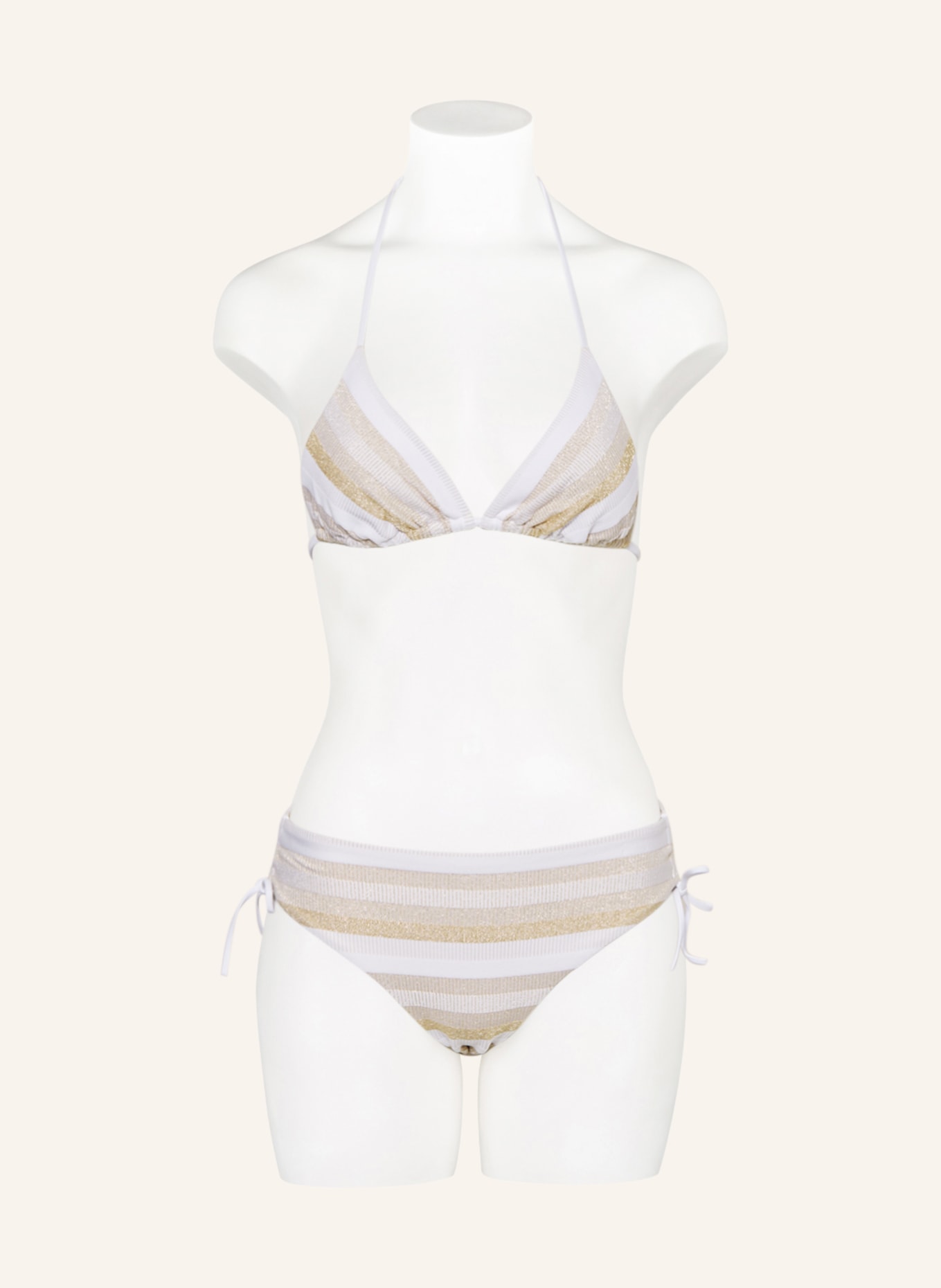 Max Mara BEACHWEAR High waist bikini bottoms SIMONA with glitter thread, Color: WHITE/ GOLD (Image 2)