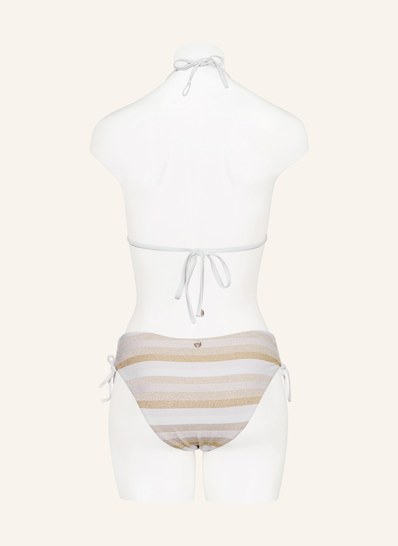 Max Mara BEACHWEAR High-Waist-Bikini-Hose SIMONA mit Glitzergarn, Farbe: WEISS/ GOLD (Bild 3)