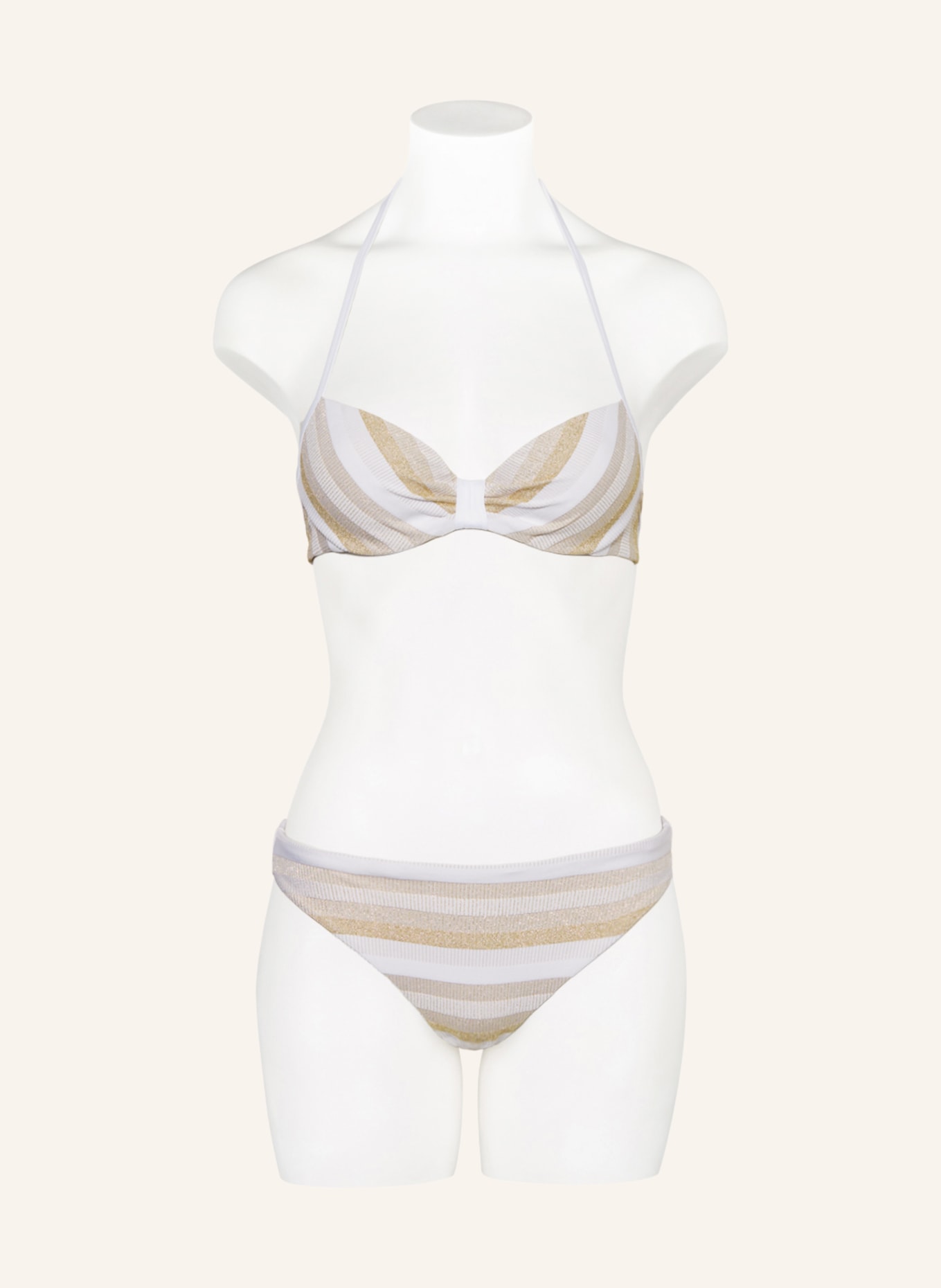 Max Mara BEACHWEAR Underwired bikini top AZURRA with glitter thread, Color: WHITE/ GOLD (Image 2)
