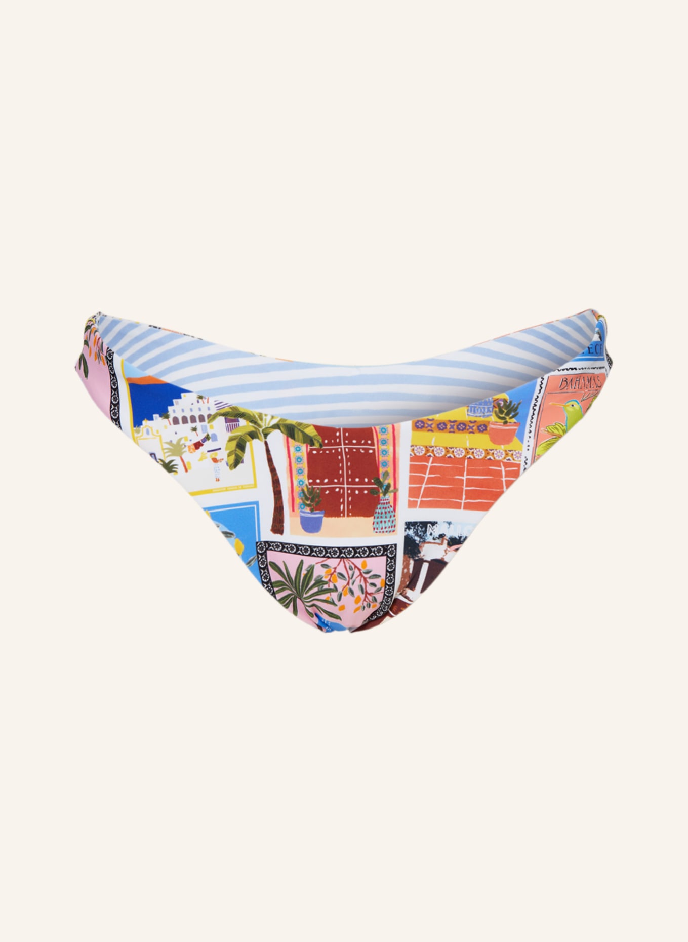 SEAFOLLY Brazilian-Bikini-Hose ON VACATION zum Wenden, Farbe: HELLBLAU/ WEISS (Bild 1)