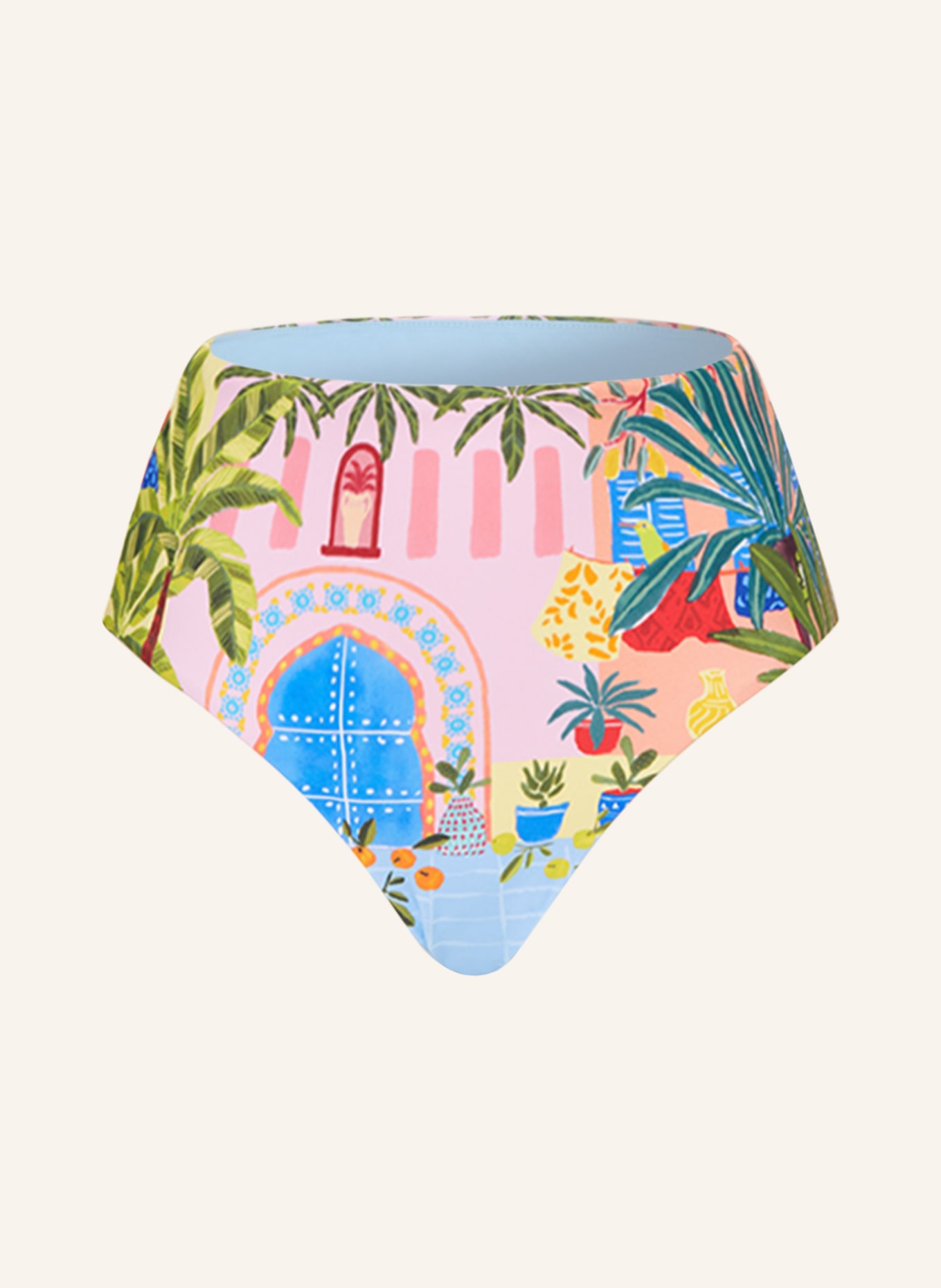 SEAFOLLY High waist bikini bottoms ON VACATION, Color: LIGHT BLUE/ PINK/ YELLOW (Image 1)
