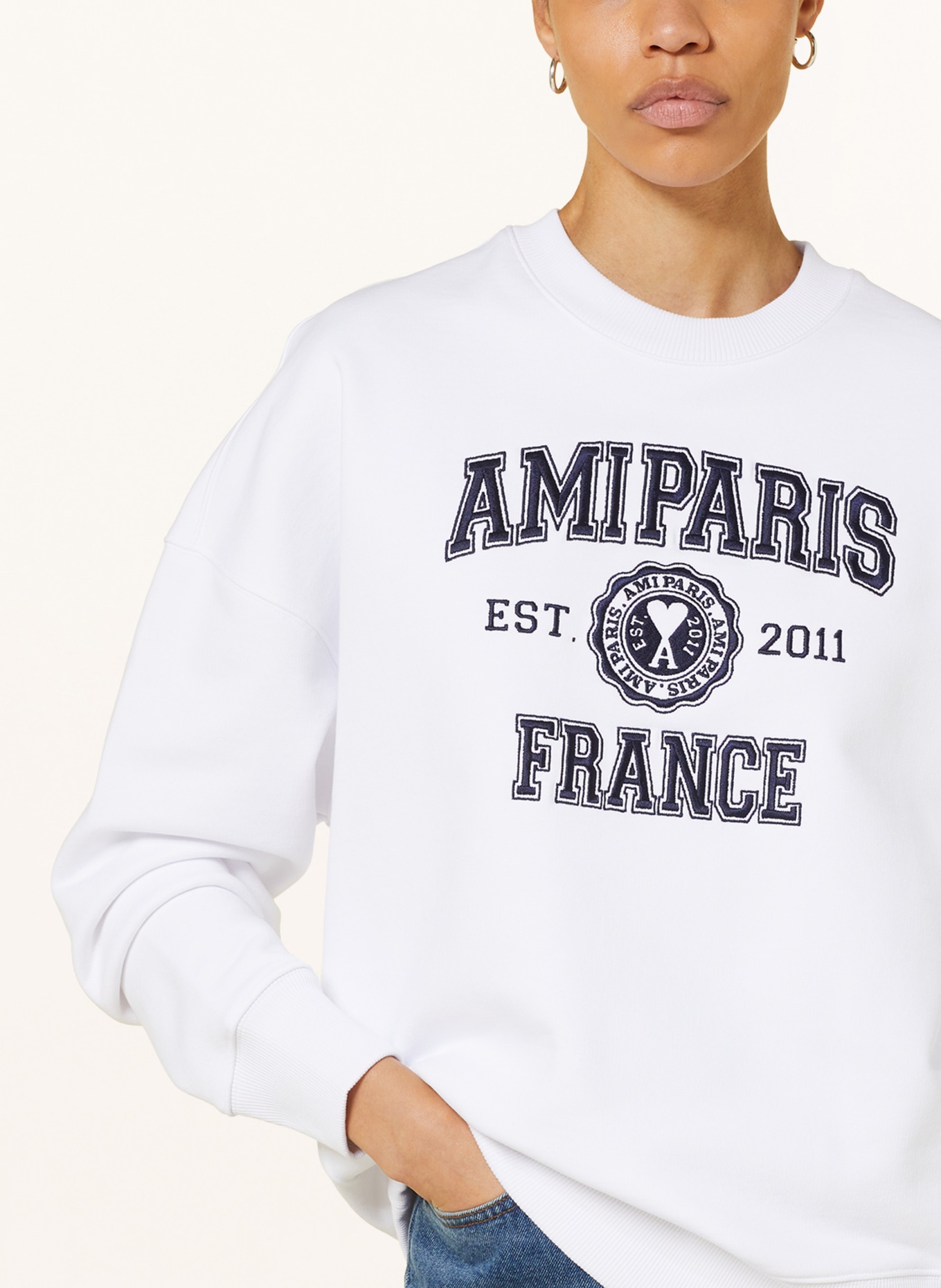 AMI PARIS Sweatshirt, Farbe: WEISS/ DUNKELBLAU (Bild 4)