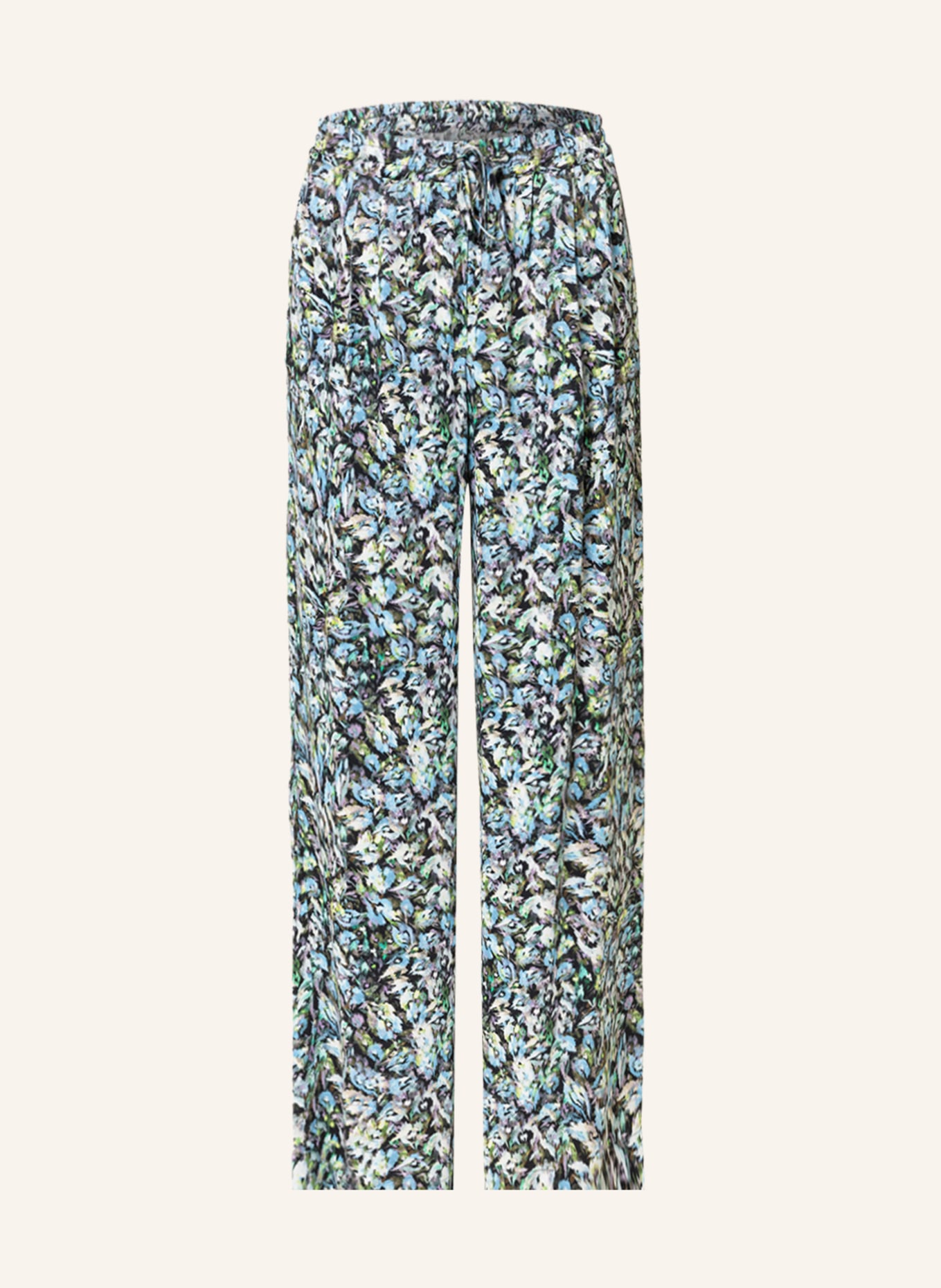 Lala Berlin Wide leg trousers PERLA, Color: BLACK/ LIGHT BLUE/ GREEN (Image 1)
