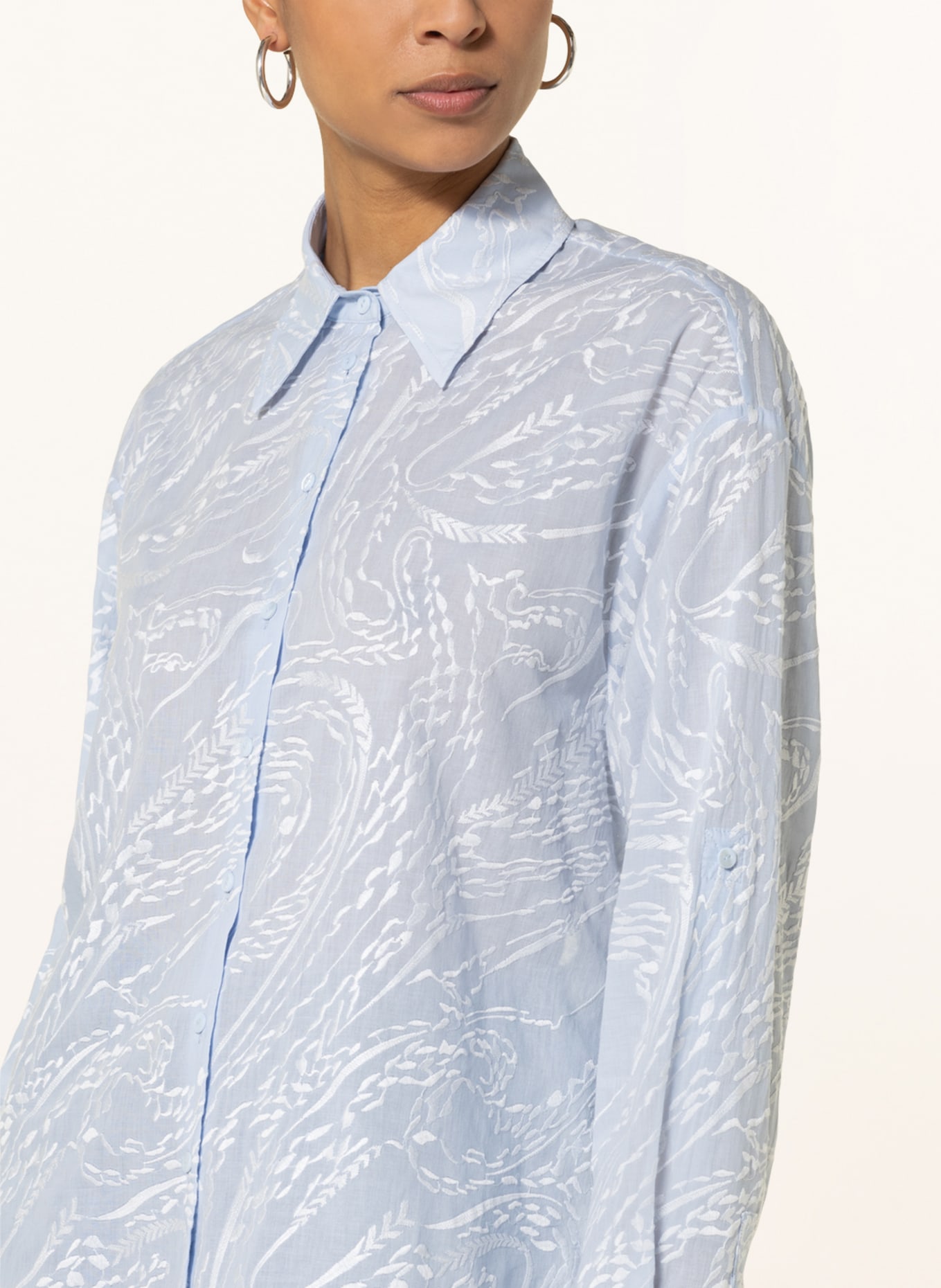 Lala Berlin Shirt blouse BAHO with cut-out, Color: BLUE/ LIGHT BLUE (Image 4)