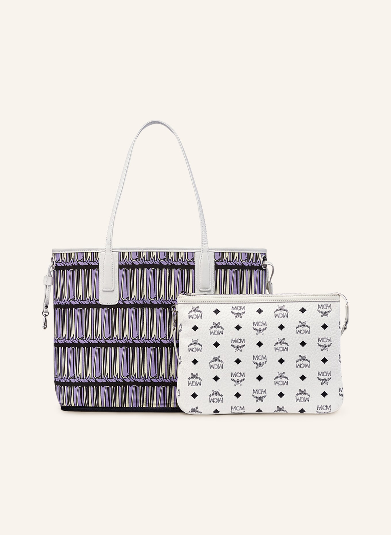 White mcm bag with patches online
