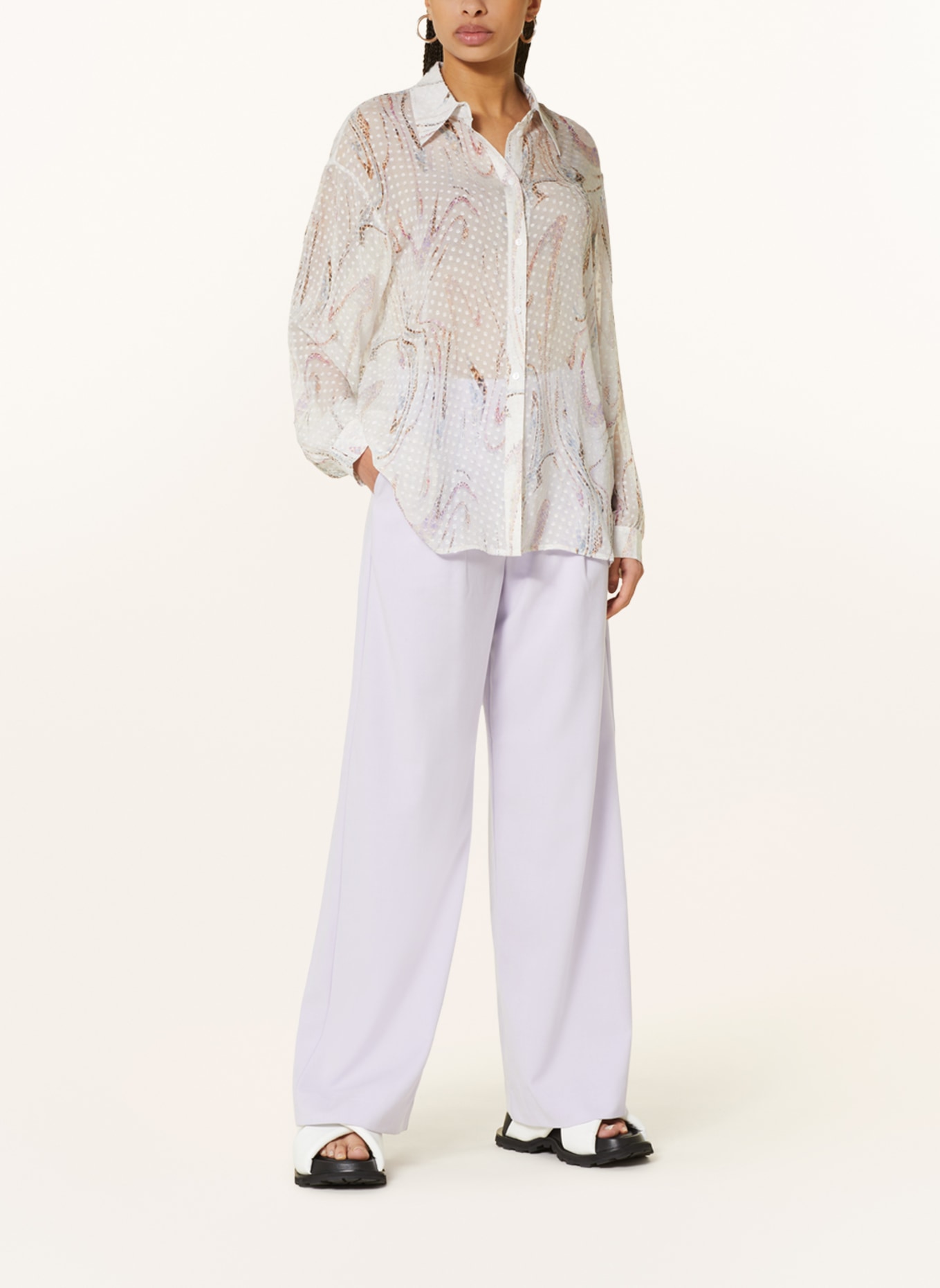 Lala Berlin Shirt blouse BENJI in silk, Color: LIGHT BLUE/ LIGHT PURPLE (Image 2)
