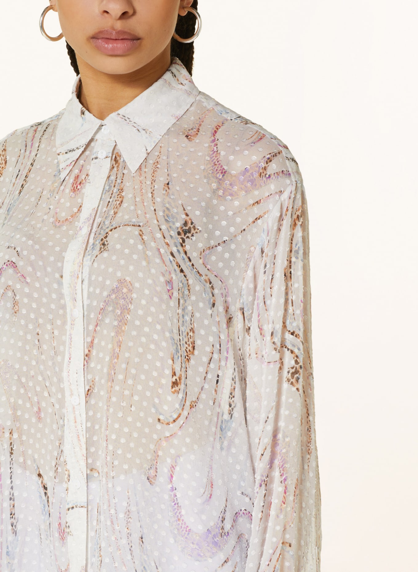 Lala Berlin Shirt blouse BENJI in silk, Color: LIGHT BLUE/ LIGHT PURPLE (Image 4)