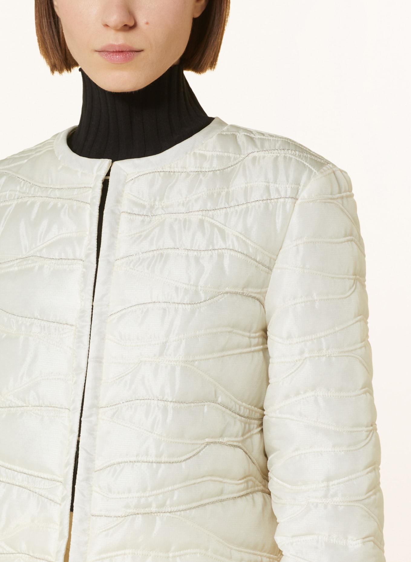 PESERICO Quilted jacket with decorative beads, Color: CREAM (Image 4)