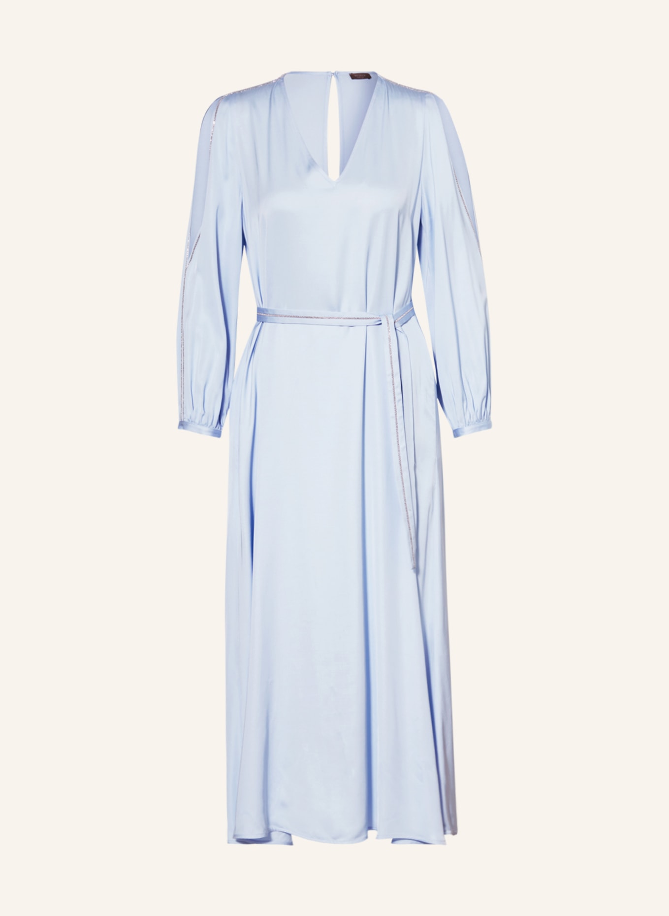 PESERICO Dress with decorative gems and cut-outs, Color: LIGHT BLUE (Image 1)