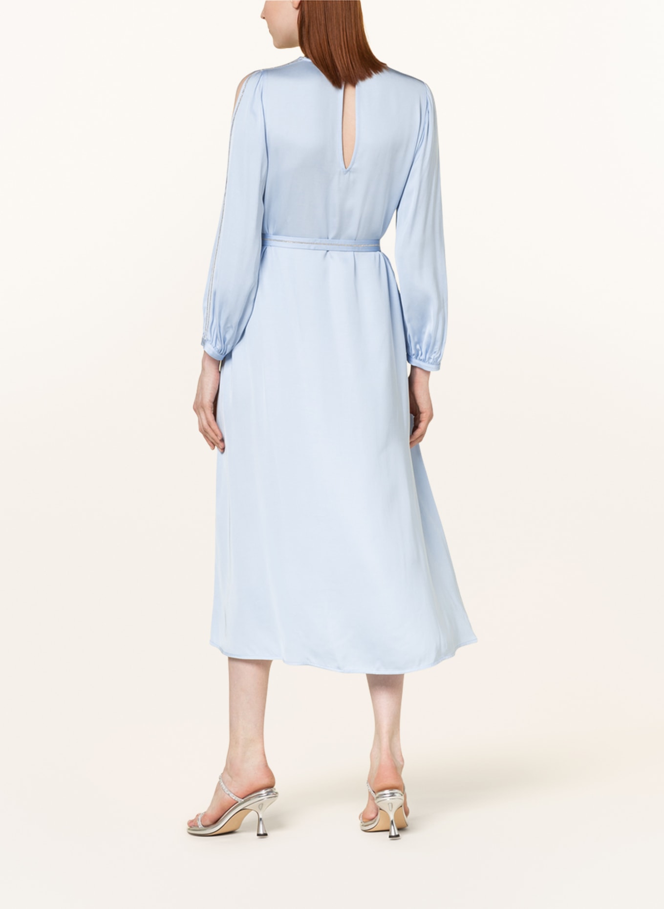 PESERICO Dress with decorative gems and cut-outs, Color: LIGHT BLUE (Image 3)