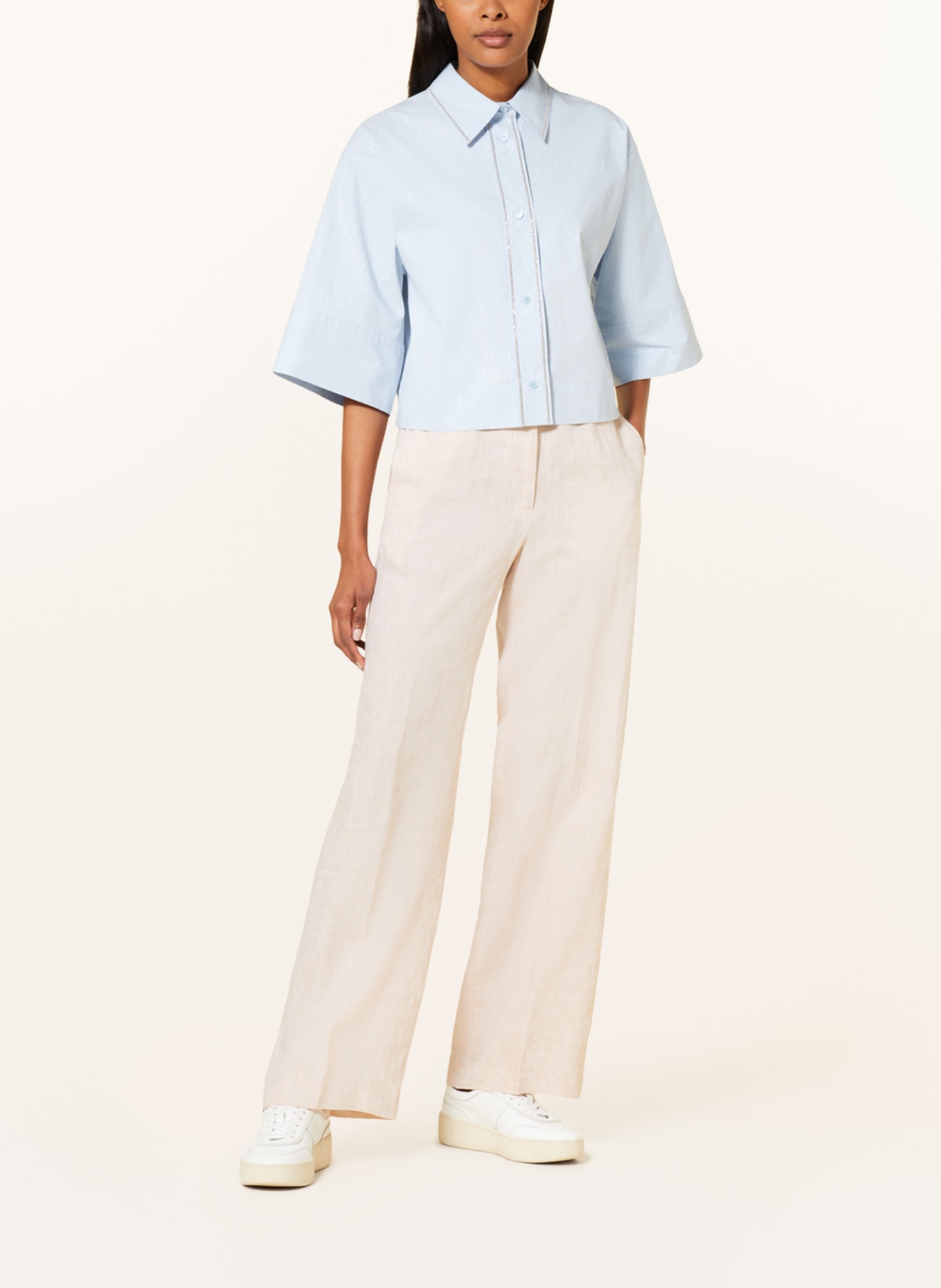 PESERICO Spodnie z lnu w stylu dresowym, Kolor: CAMELOWY (Obrazek 2)