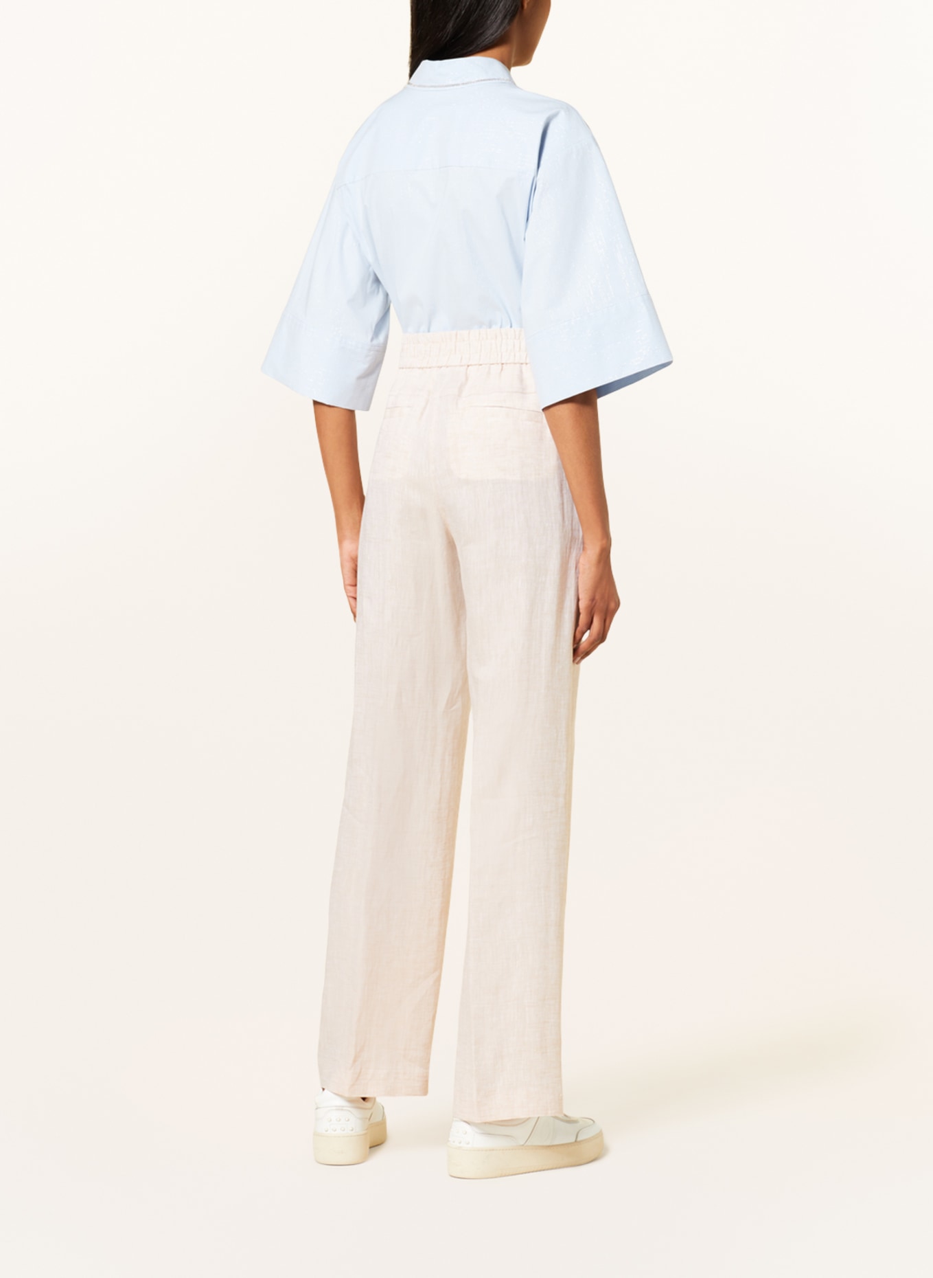 PESERICO Spodnie z lnu w stylu dresowym, Kolor: CAMELOWY (Obrazek 3)