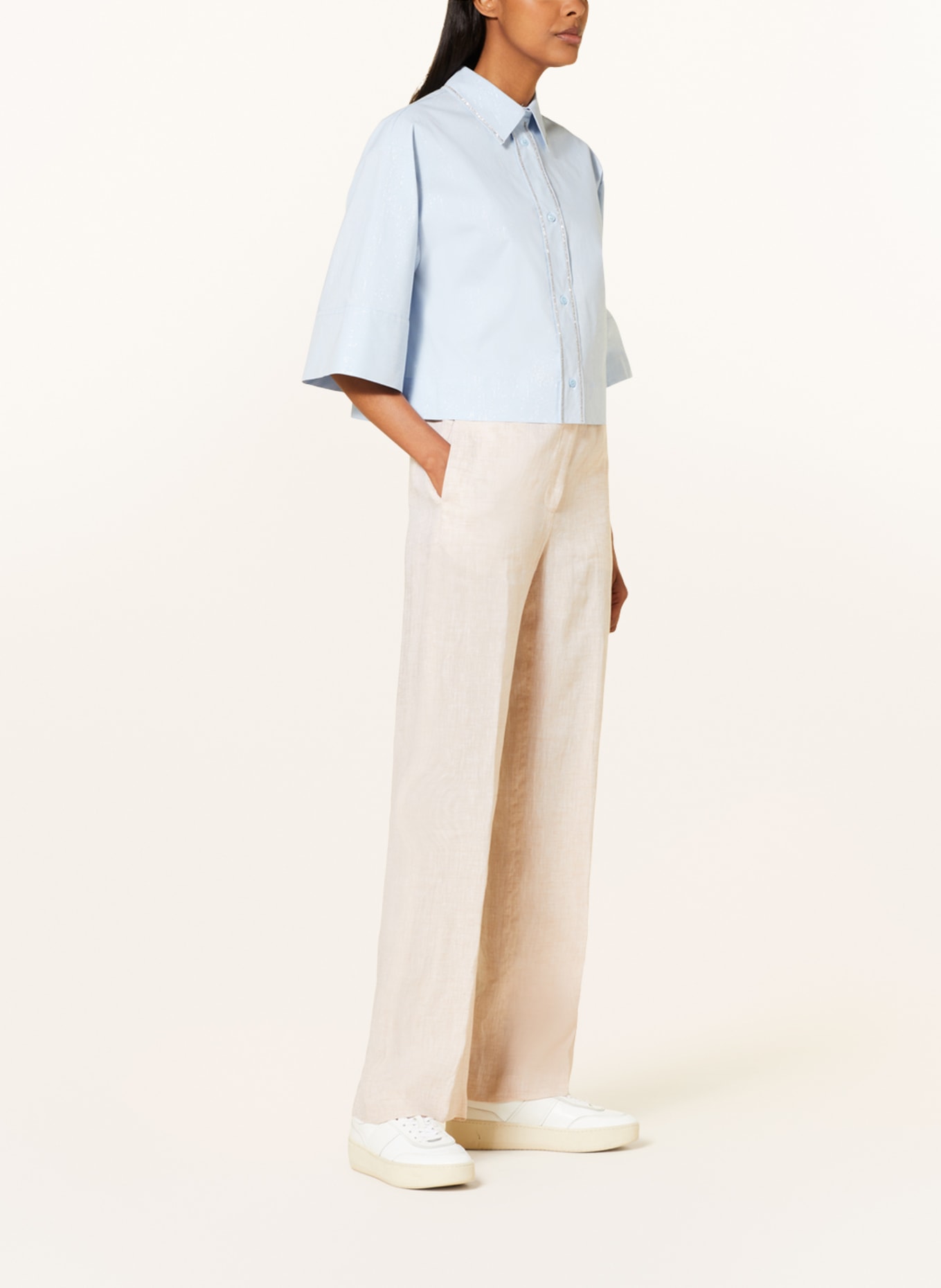 PESERICO Spodnie z lnu w stylu dresowym, Kolor: CAMELOWY (Obrazek 4)