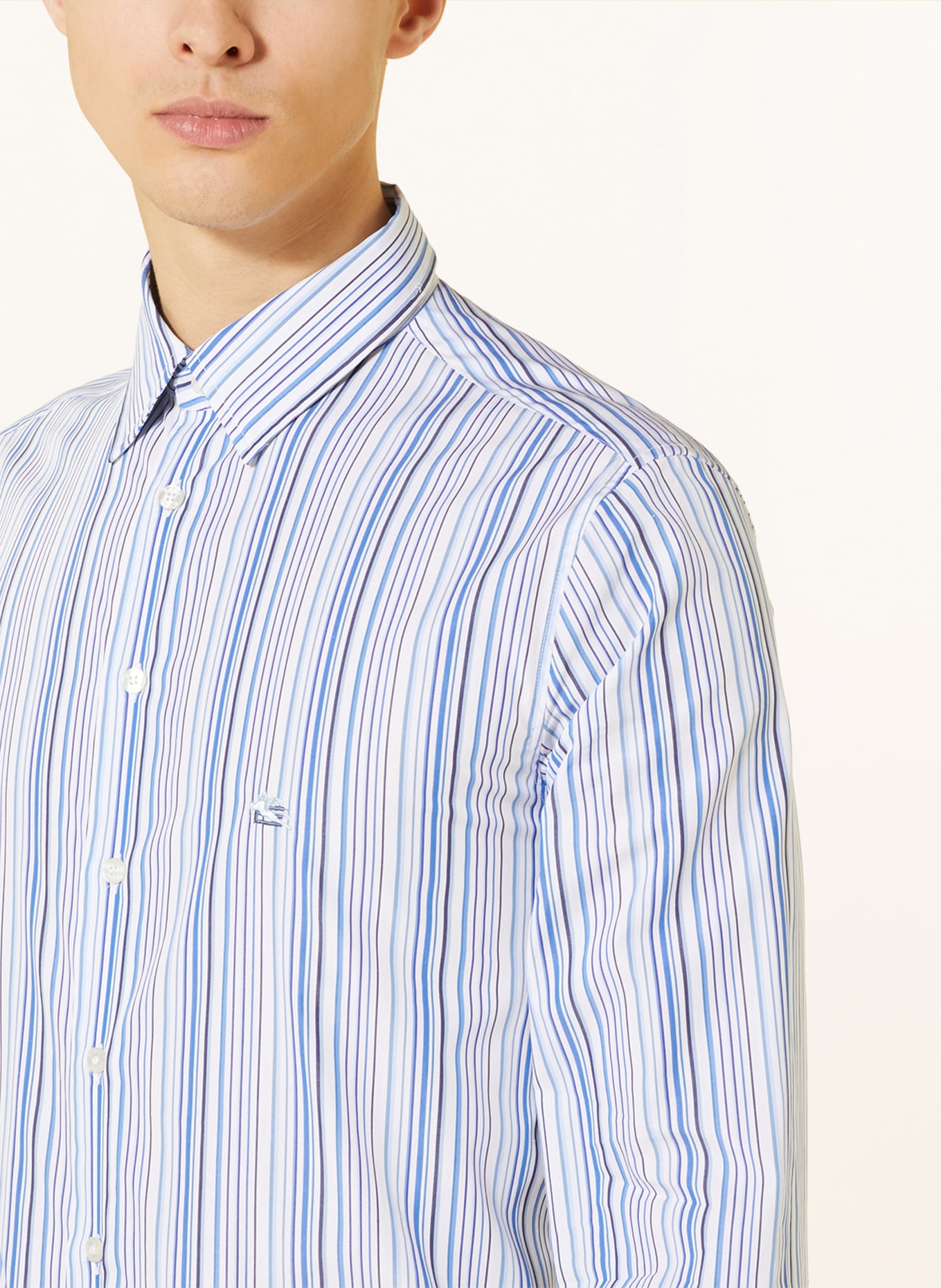 ETRO Shirt slim fit, Color: WHITE/ DARK BLUE/ LIGHT BLUE (Image 4)