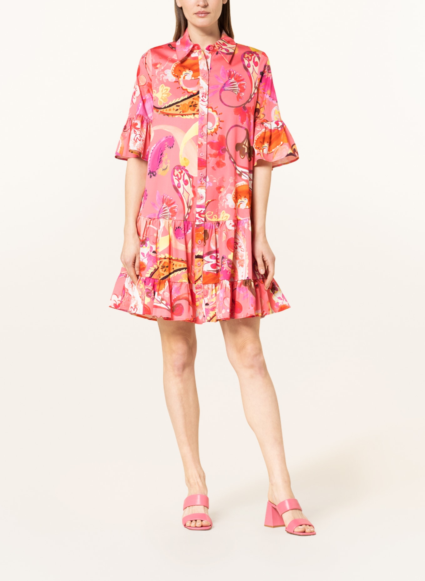 ANNA's Shirt dress with 3/4 sleeves, Color: PINK/ YELLOW/ PURPLE (Image 2)