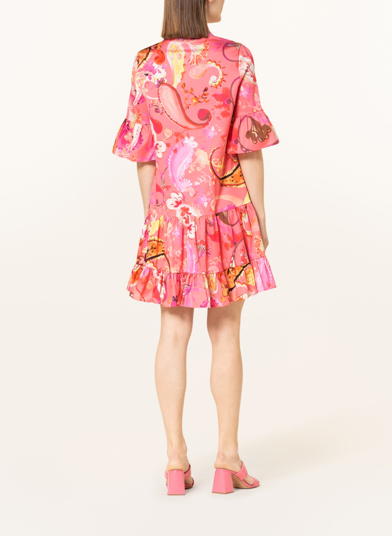 ANNA's Shirt dress with 3/4 sleeves, Color: PINK/ YELLOW/ PURPLE (Image 3)