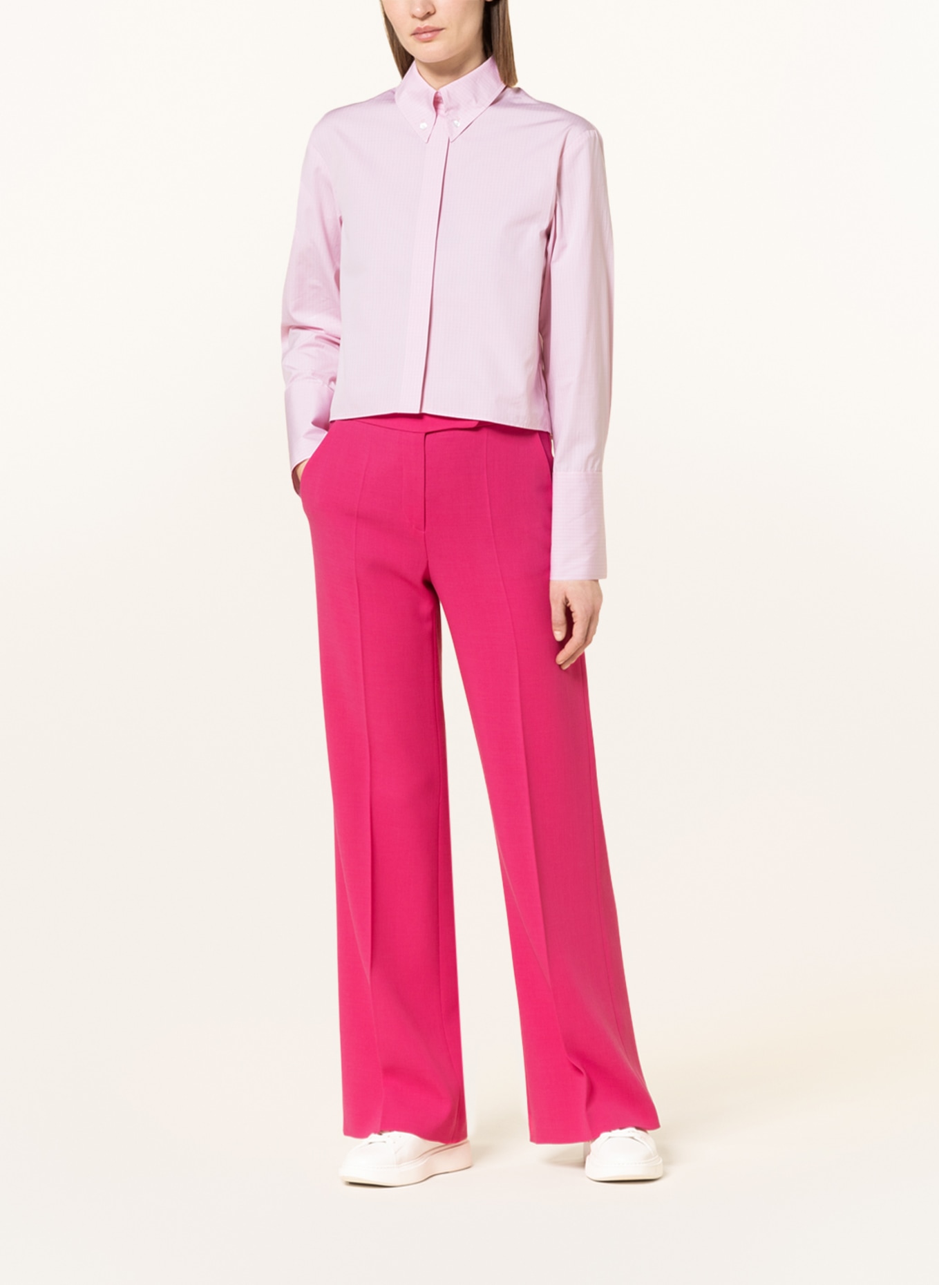 EVA MANN Cropped shirt blouse GRETE CHECK, Color: ROSE (Image 2)