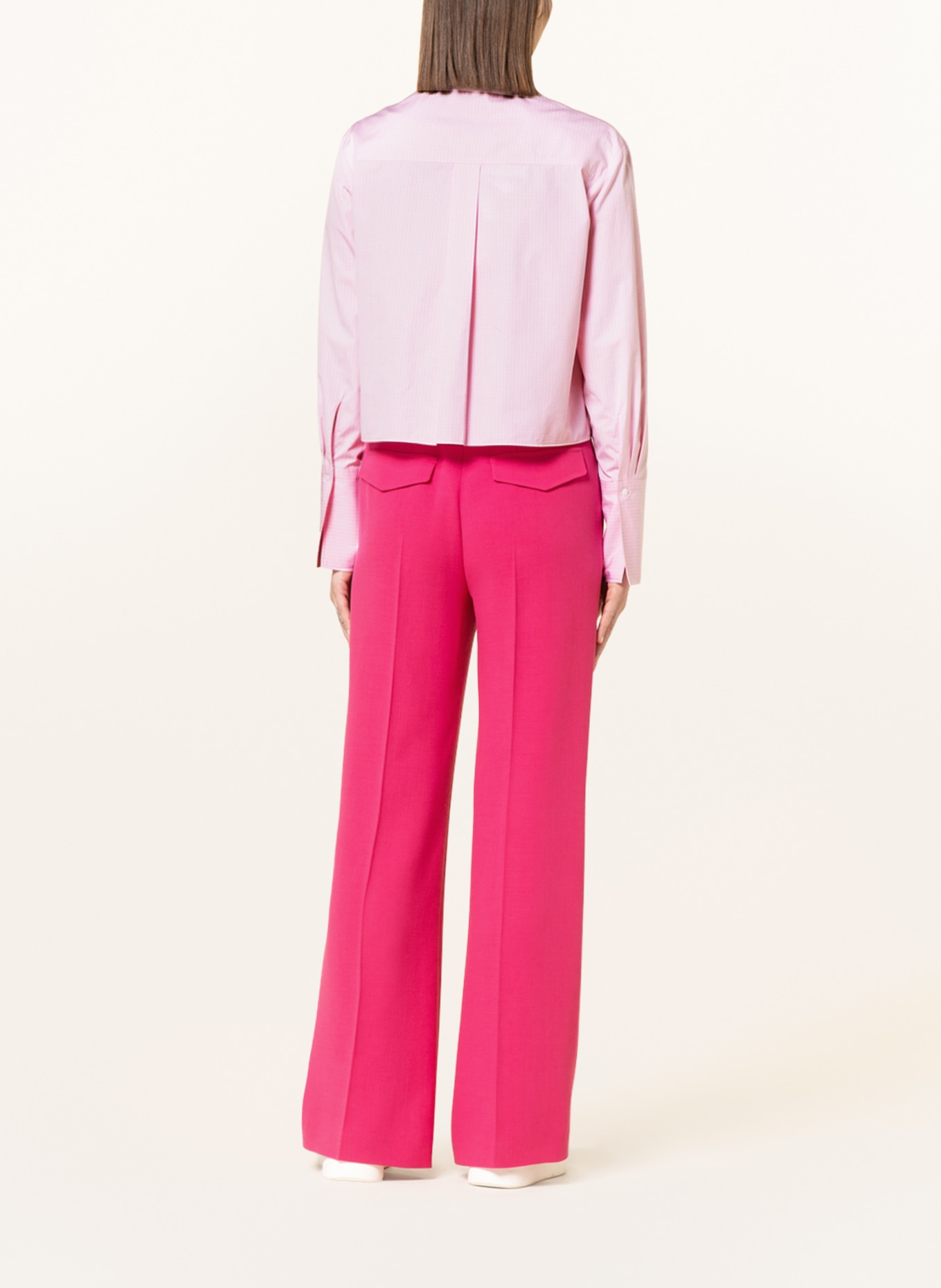 EVA MANN Cropped shirt blouse GRETE CHECK, Color: ROSE (Image 3)