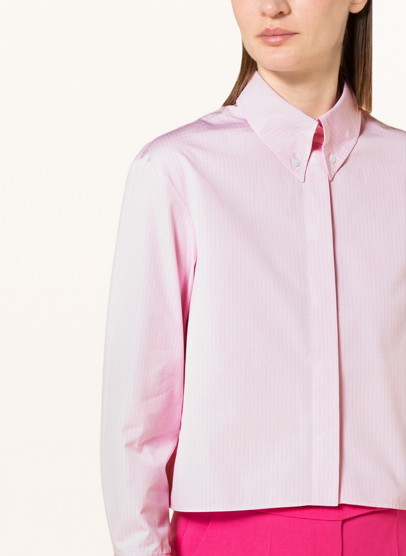 EVA MANN Cropped shirt blouse GRETE CHECK, Color: ROSE (Image 4)