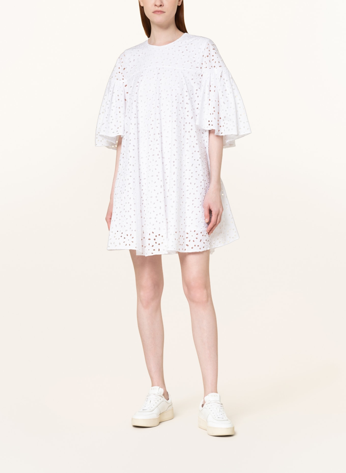 EVA MANN Dress TESSA with broderie anglaise, Color: WHITE (Image 2)