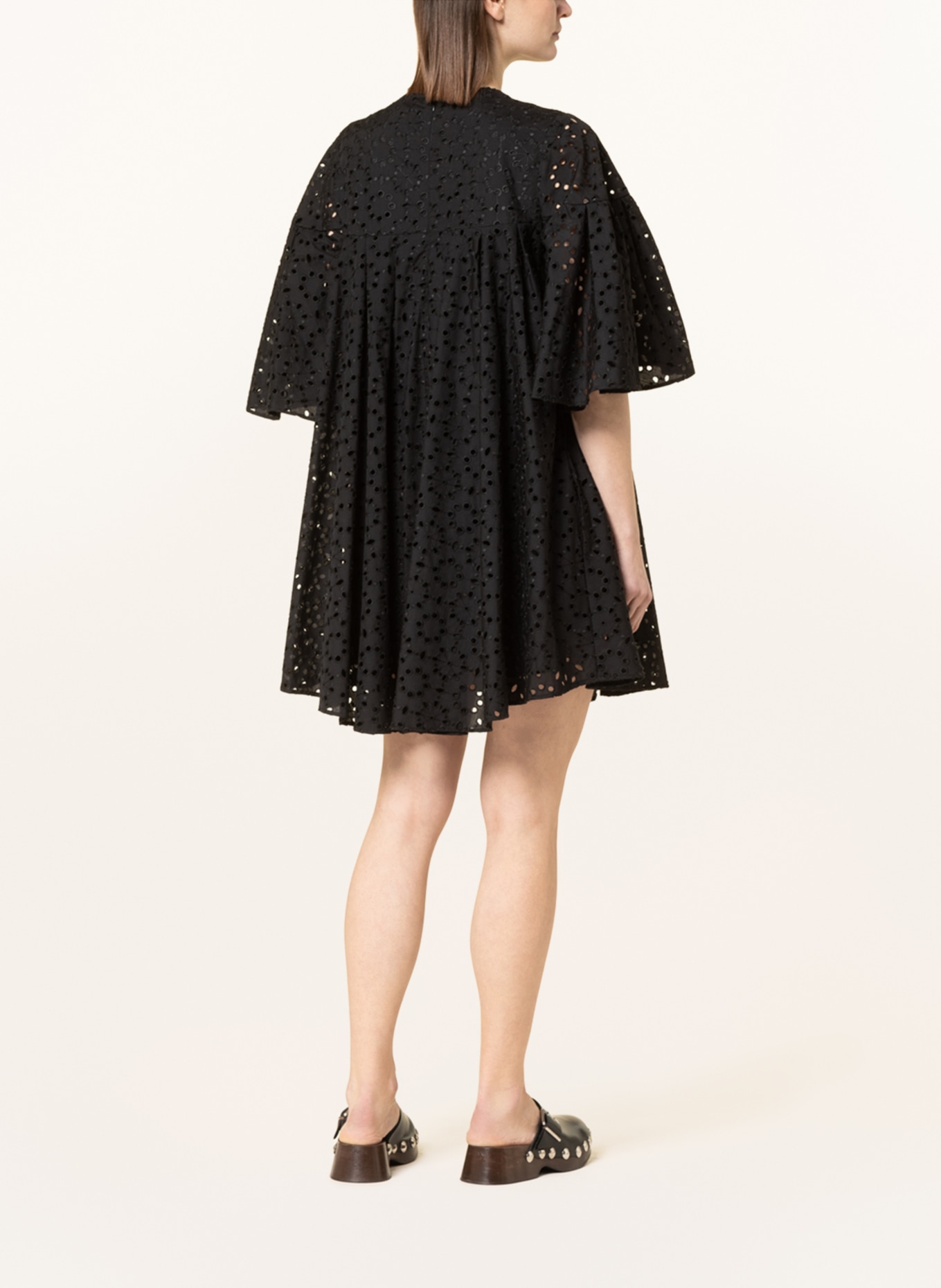 EVA MANN Dress TESSA with broderie anglaise, Color: BLACK (Image 3)