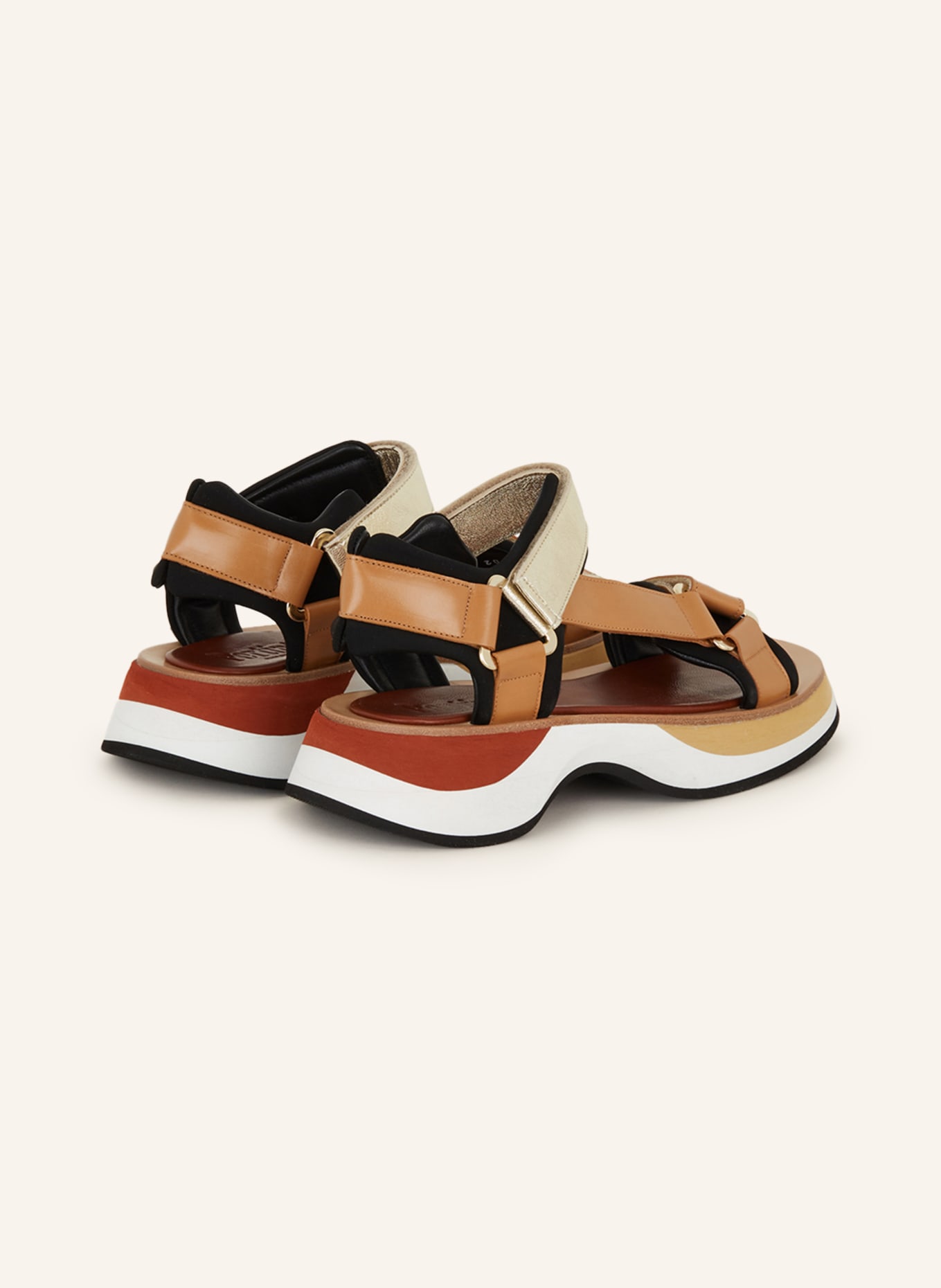 Pertini Platform sandals, Color: COGNAC/ GOLD/ BLACK (Image 2)