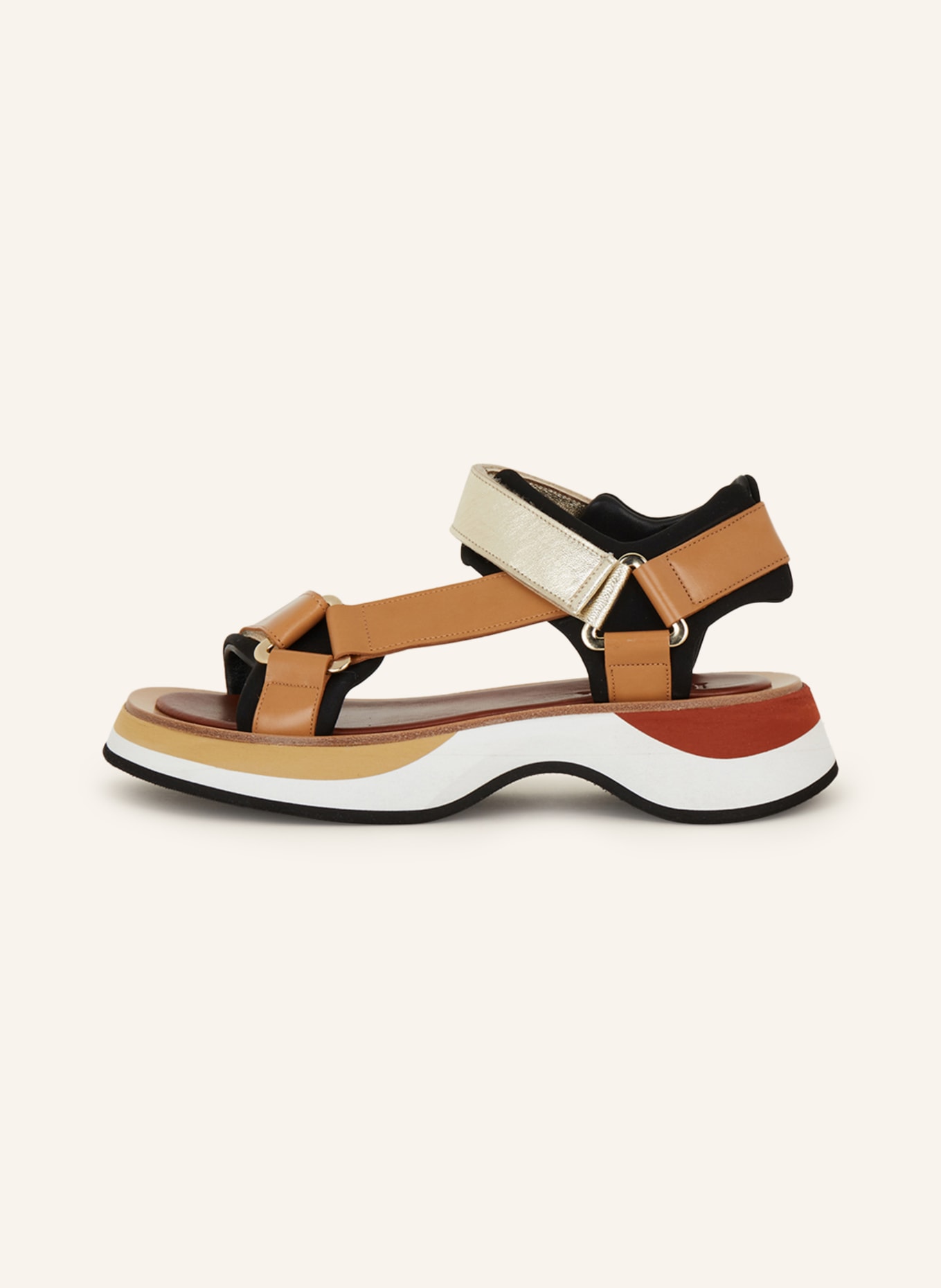 Pertini Platform sandals, Color: COGNAC/ GOLD/ BLACK (Image 4)