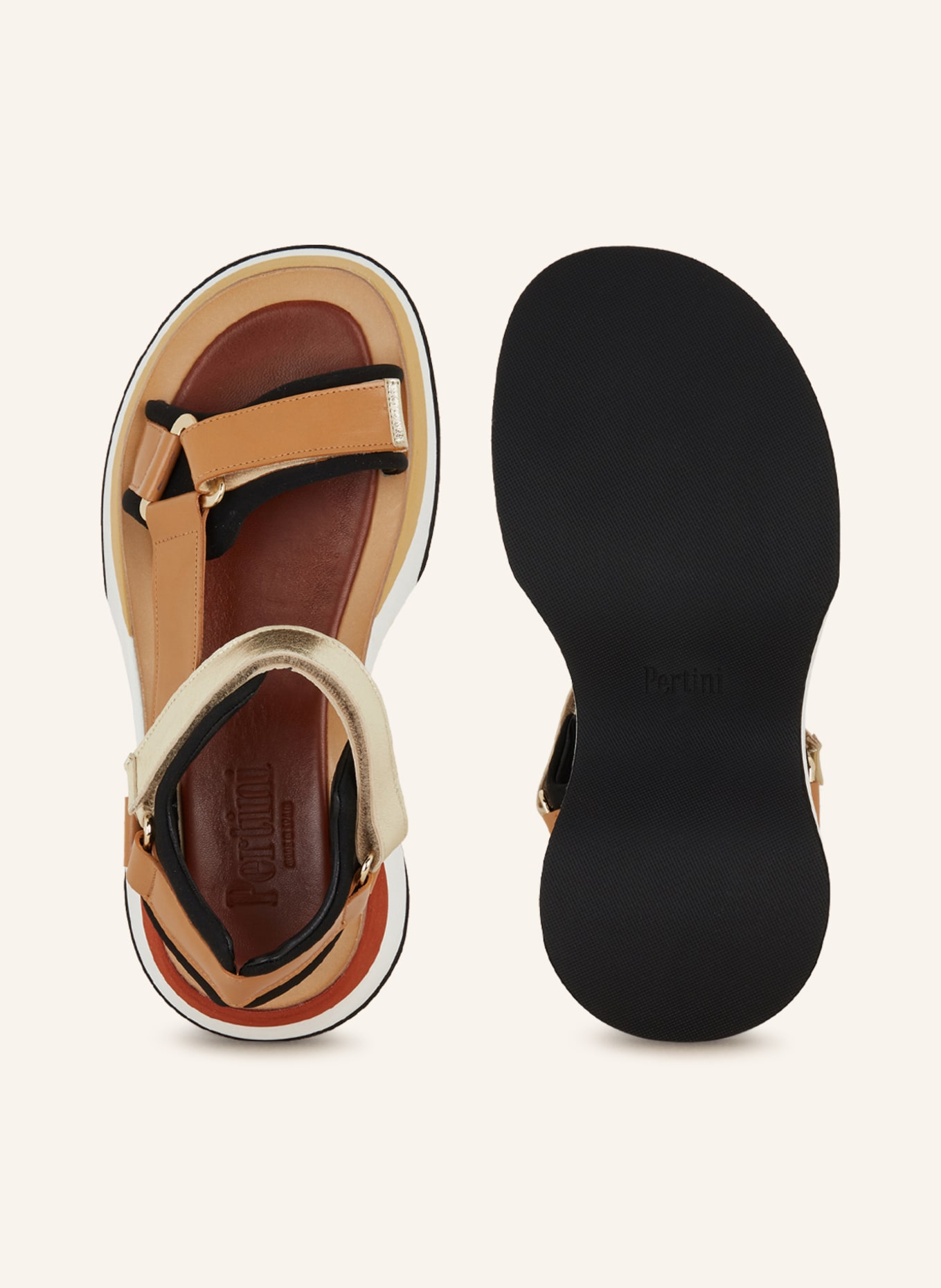 Pertini Platform sandals, Color: COGNAC/ GOLD/ BLACK (Image 5)