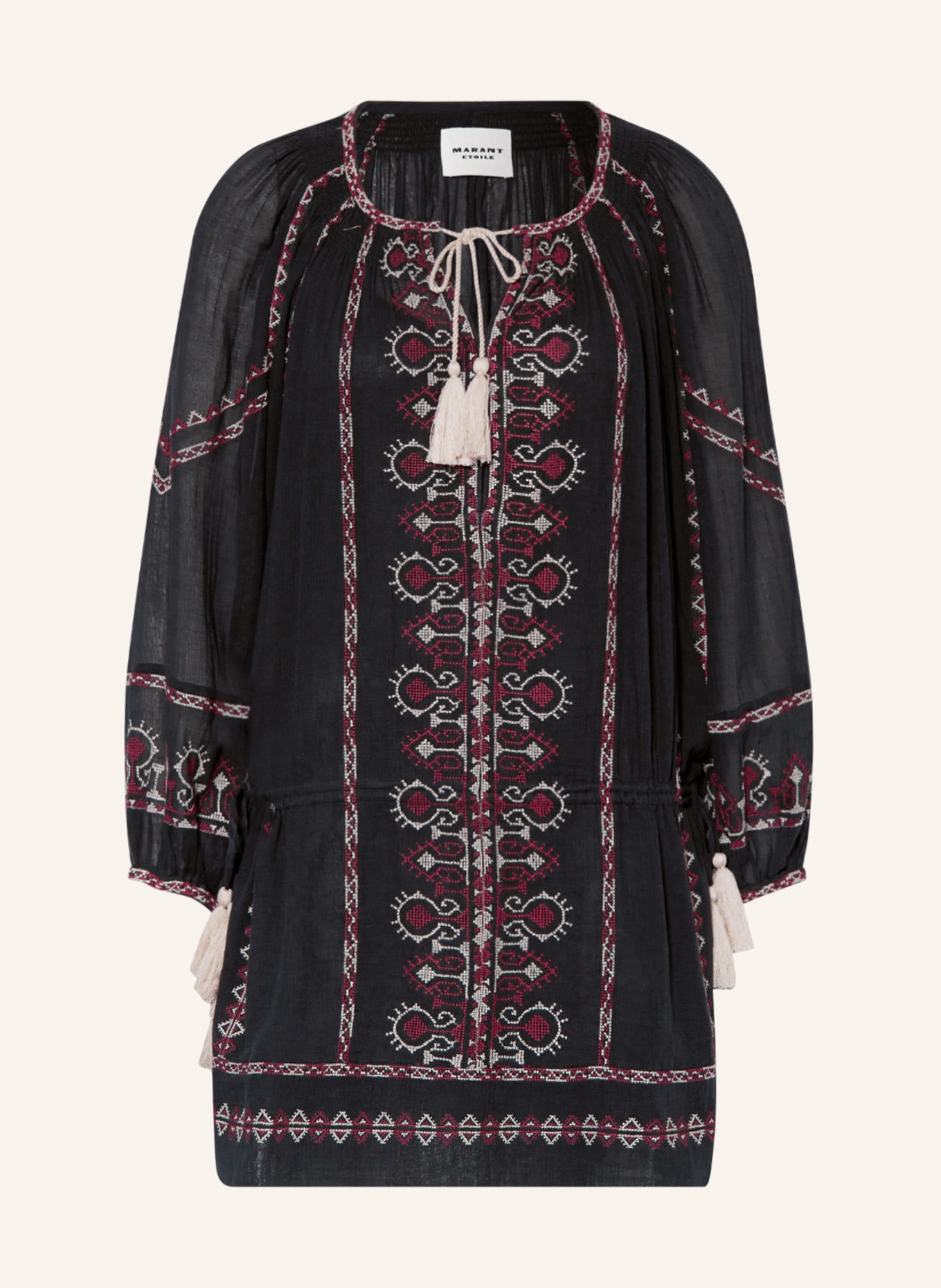 MARANT ÉTOILE Dress PARSLEY with embroidery, Color: BLACK/ FUCHSIA/ WHITE (Image 1)