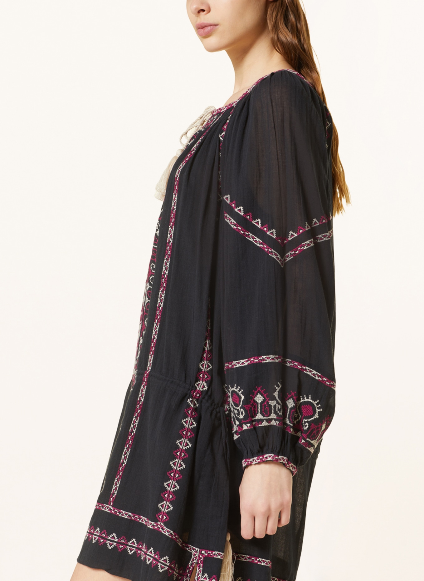 MARANT ÉTOILE Dress PARSLEY with embroidery, Color: BLACK/ FUCHSIA/ WHITE (Image 4)