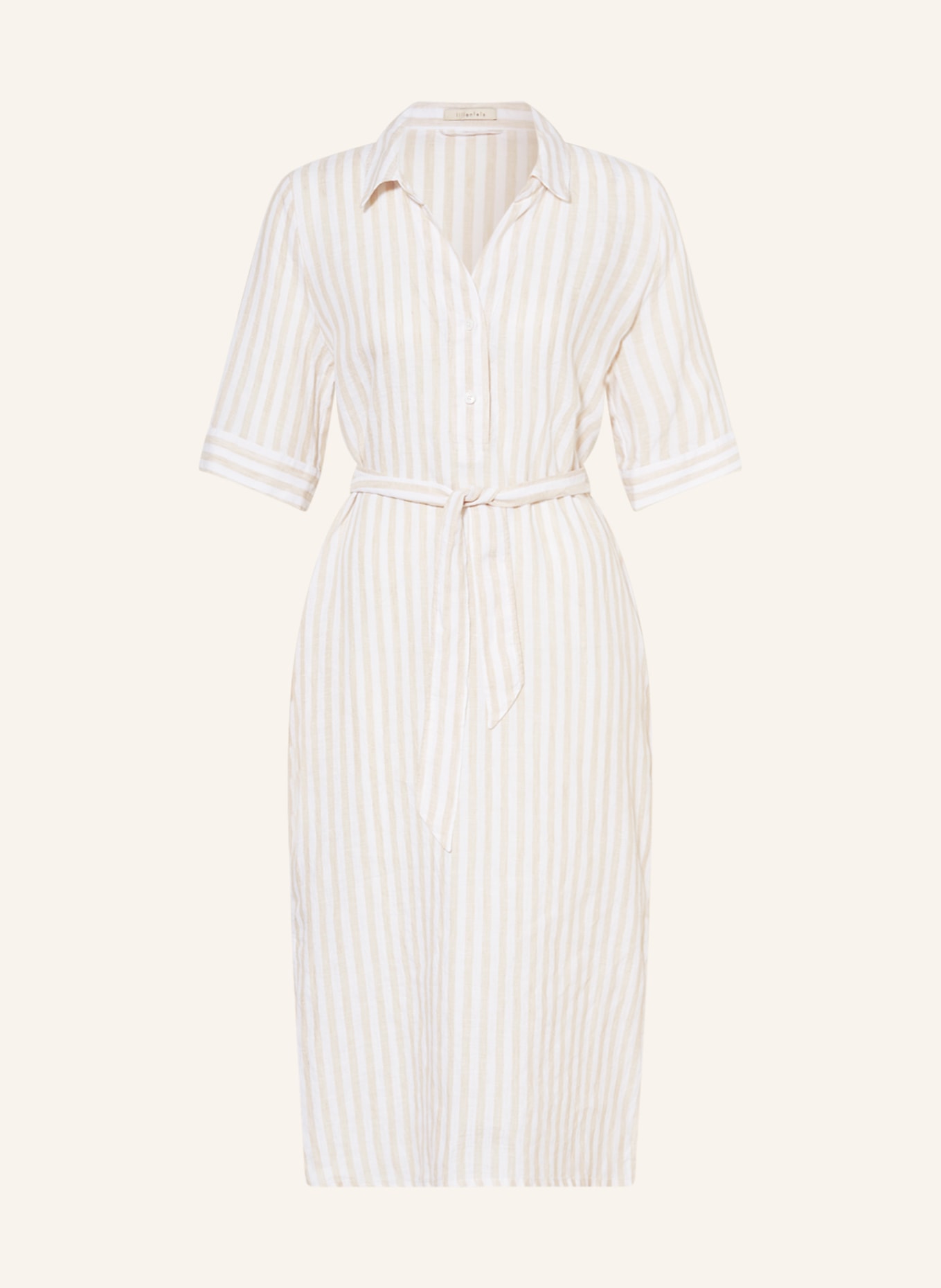 lilienfels Linen dress, Color: WHITE/ BEIGE (Image 1)