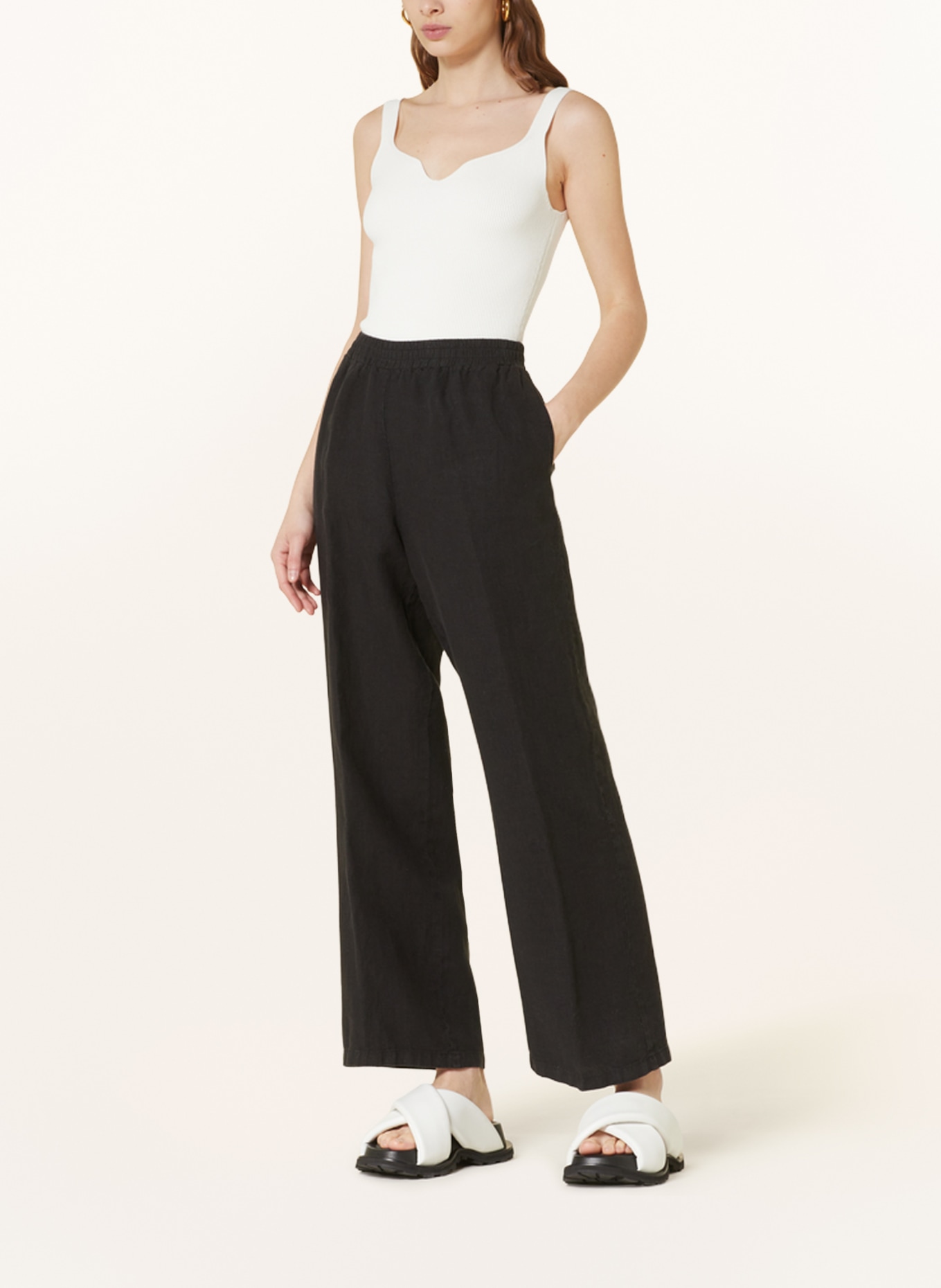 lilienfels Wide leg trousers made of linen, Color: BLACK (Image 2)