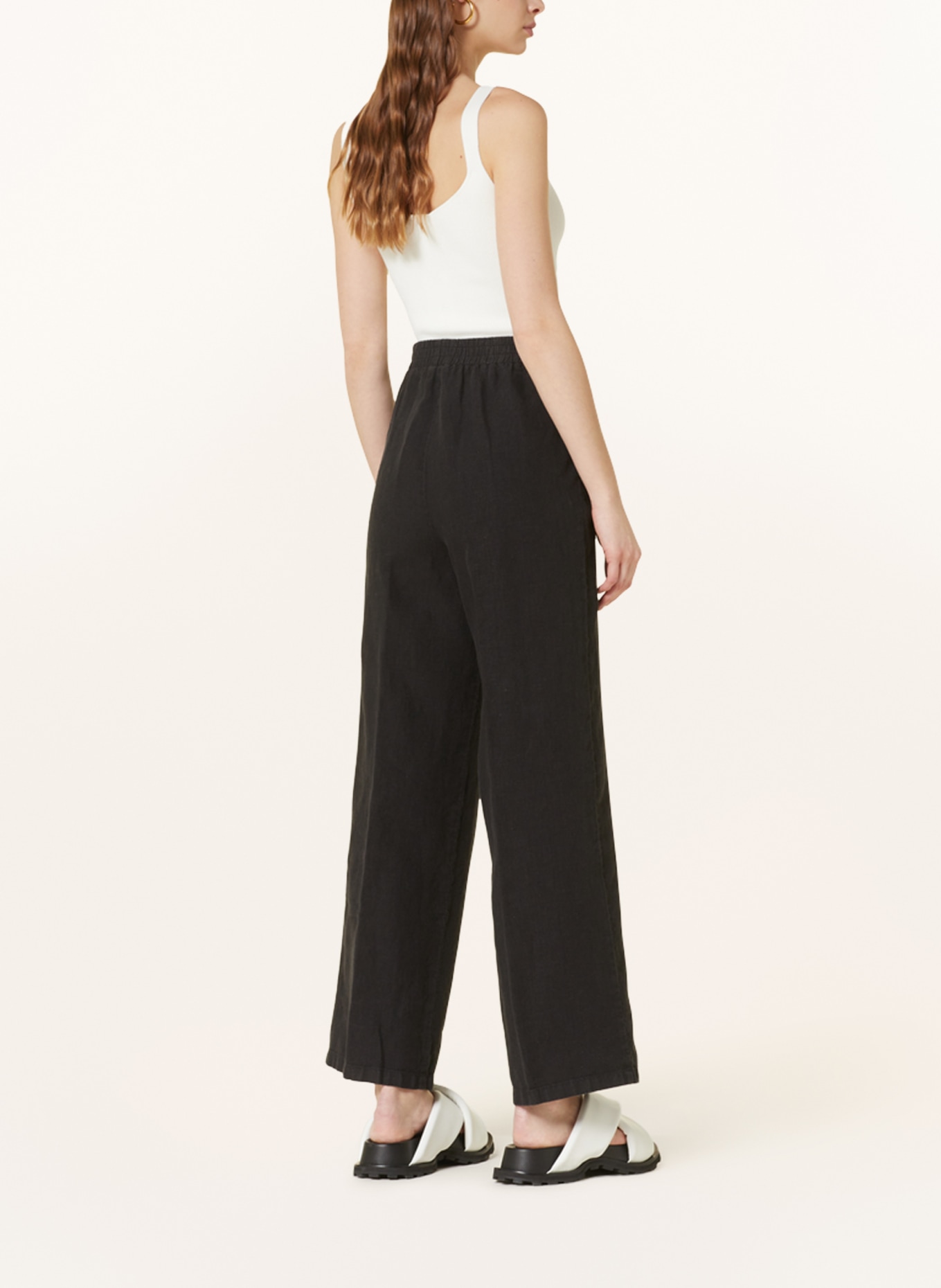 lilienfels Wide leg trousers made of linen, Color: BLACK (Image 3)