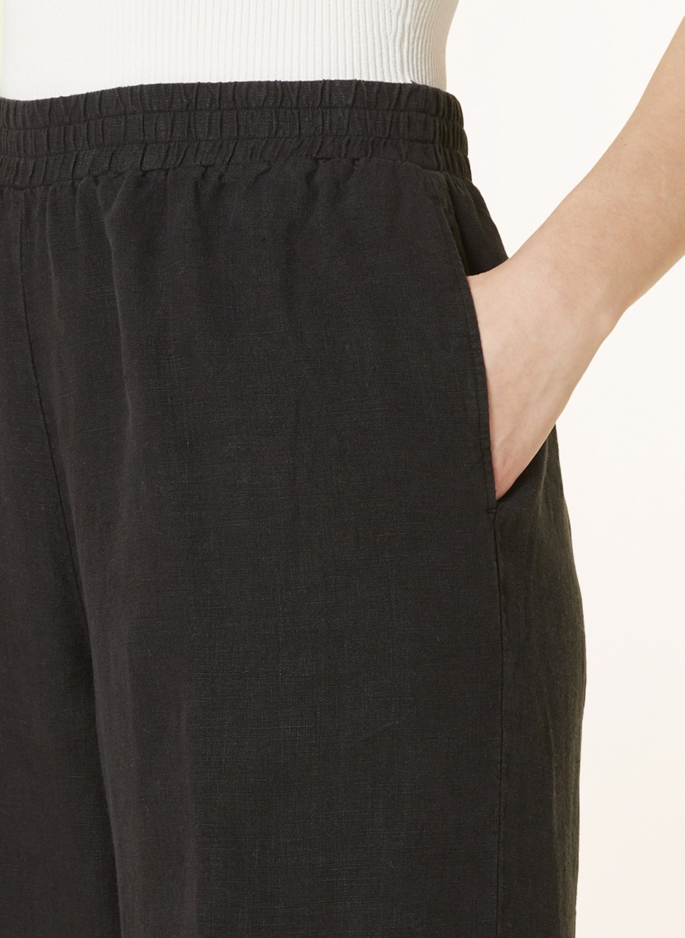 lilienfels Wide leg trousers made of linen, Color: BLACK (Image 5)