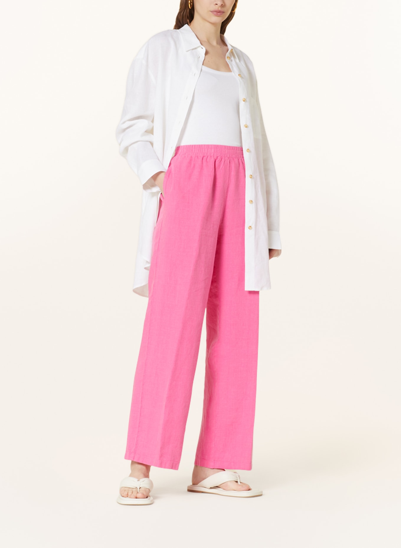 lilienfels Wide leg trousers made of linen, Color: PINK (Image 2)