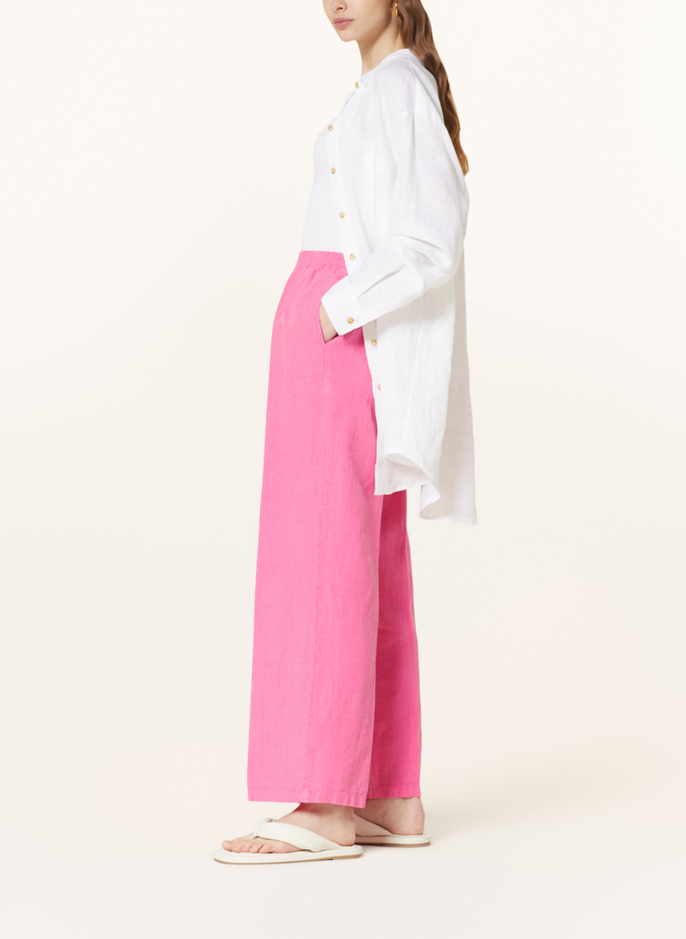 lilienfels Wide leg trousers made of linen, Color: PINK (Image 4)