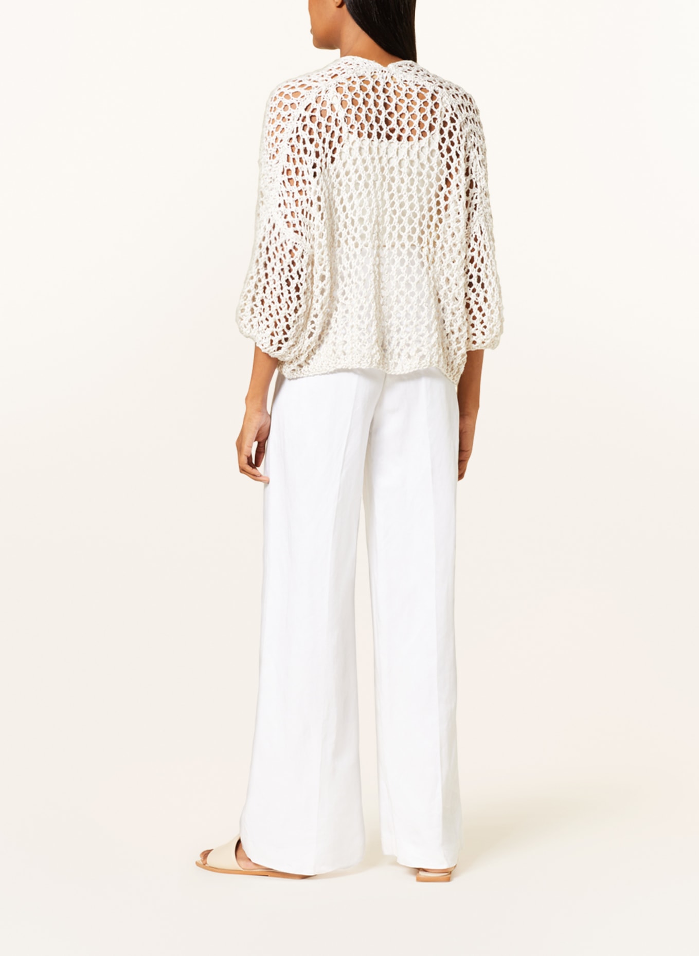 ANTONELLI firenze Knit cardigan with sequins, Color: WHITE/ SILVER (Image 3)
