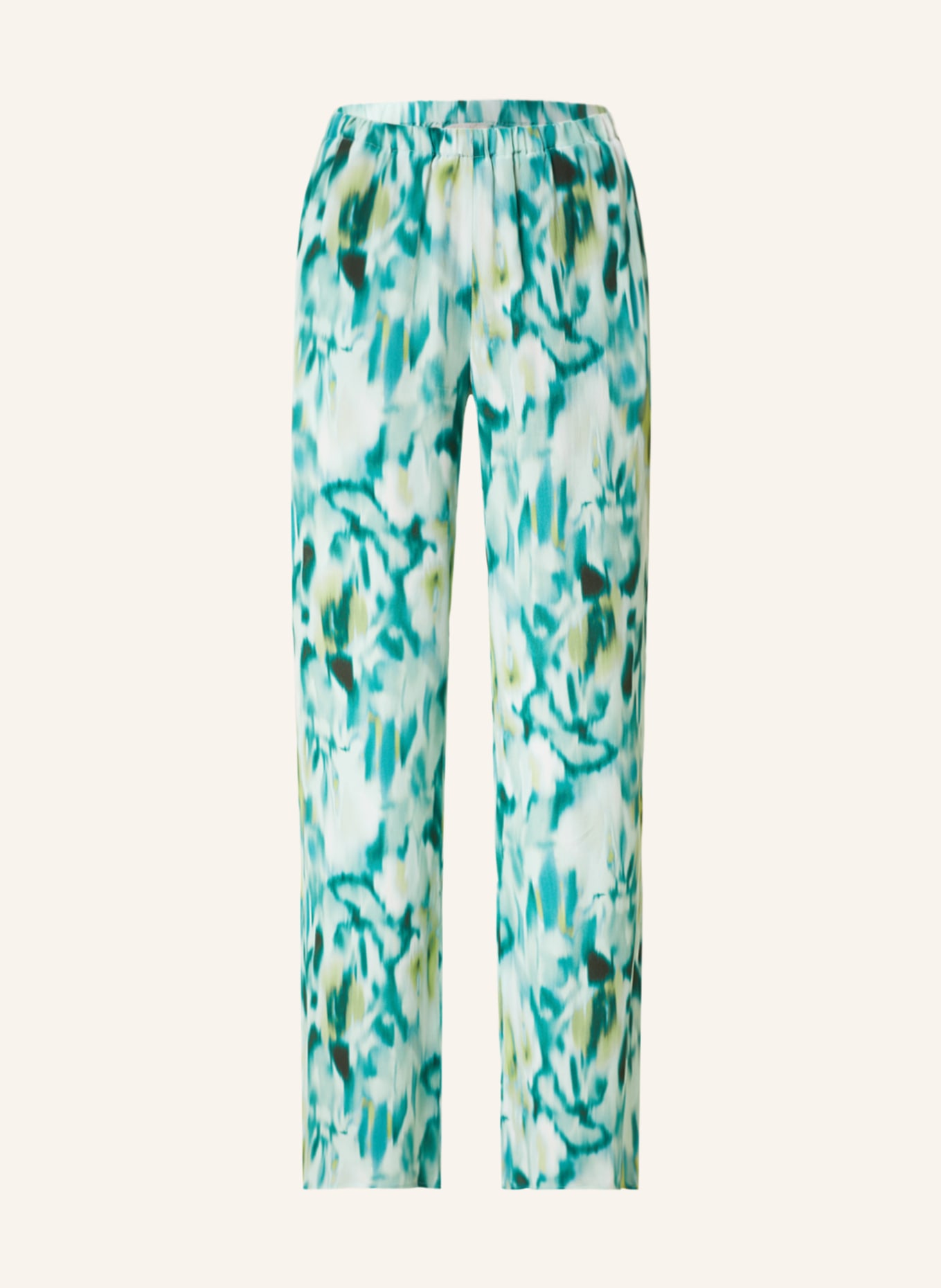 ANTONELLI firenze Wide leg trousers with silk, Color: TURQUOISE/ MINT/ DARK YELLOW (Image 1)