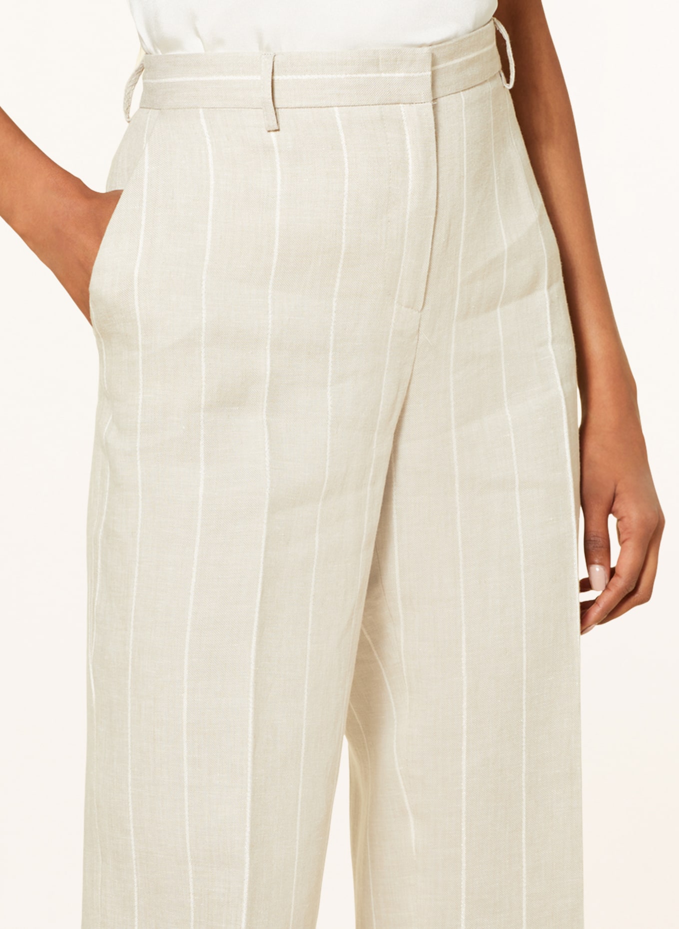 ANTONELLI firenze Linen pants with glitter thread, Color: BEIGE/ ECRU (Image 5)