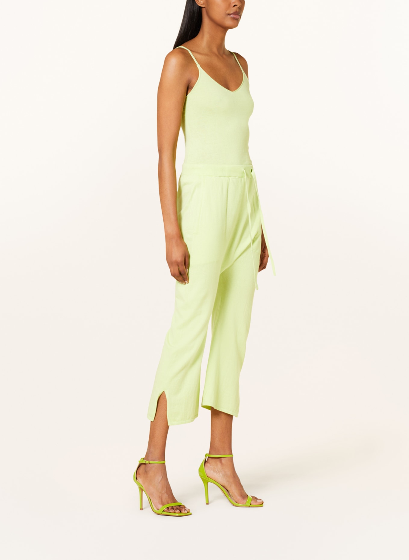 GITTA BANKO 3/4 knit trousers GITTA with cashmere, Color: LIGHT GREEN (Image 4)