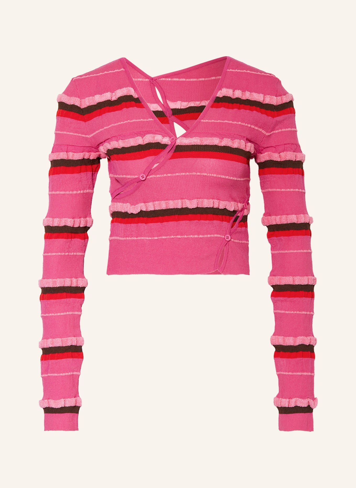 JACQUEMUS Strickjacke LE CARDIGAN TORDU mit Cut-outs, Farbe: PINK/ ORANGE/ ROSA (Bild 1)