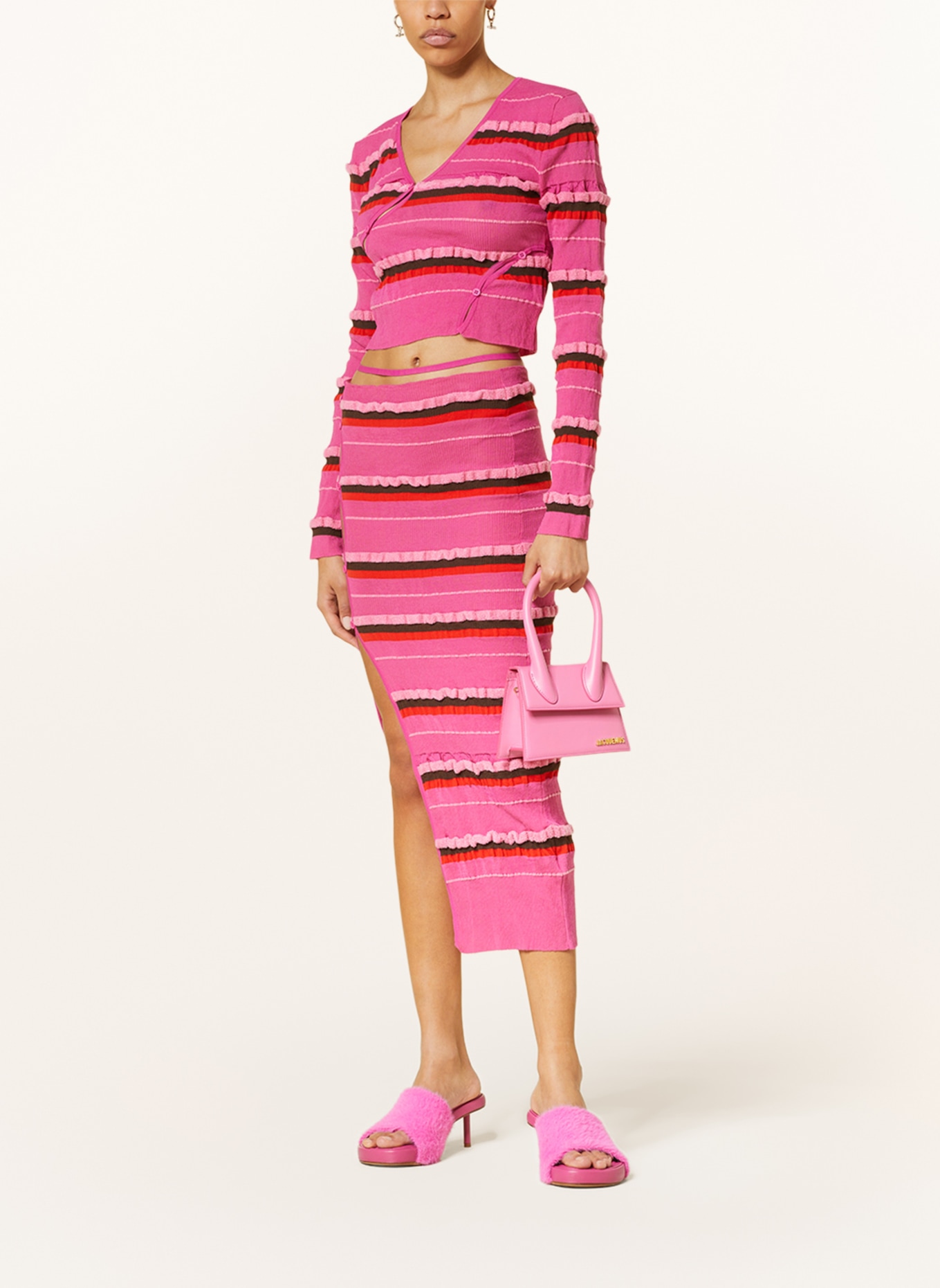 JACQUEMUS Cardigan LE CARDIGAN TORDU with cut-outs, Color: PINK/ ORANGE/ PINK (Image 2)