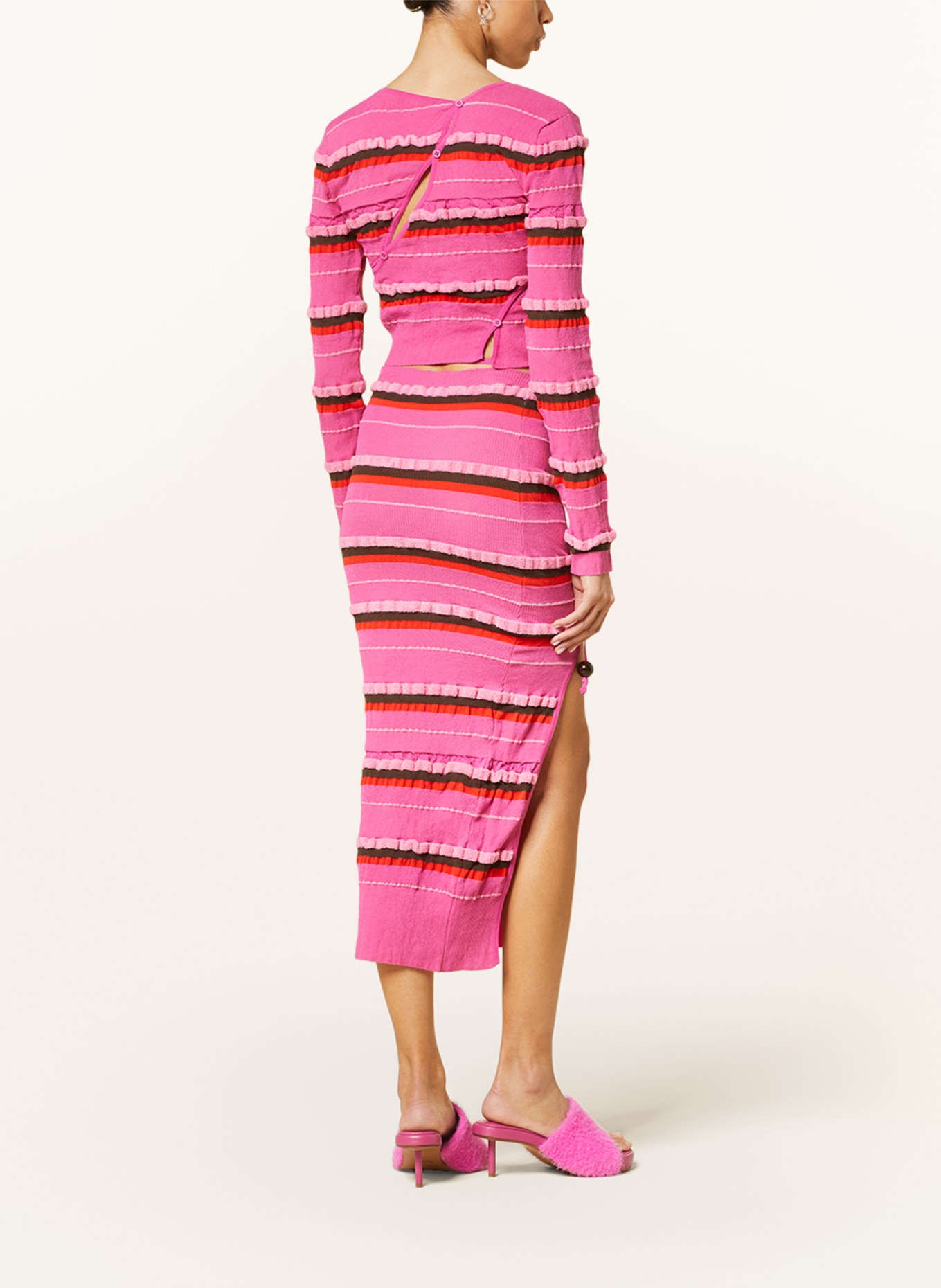 JACQUEMUS Cardigan LE CARDIGAN TORDU with cut-outs, Color: PINK/ ORANGE/ PINK (Image 3)